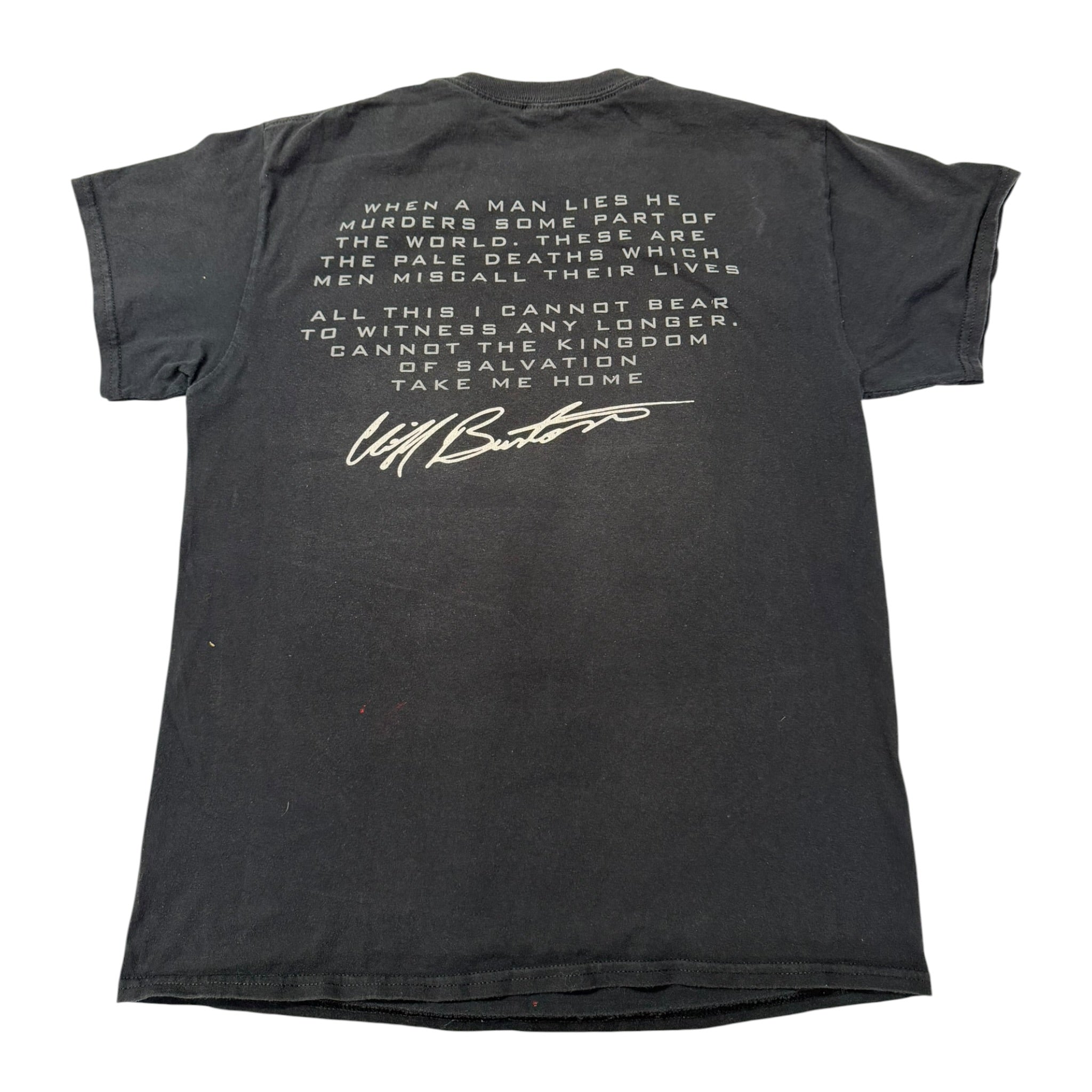 t shirt vintage sovrastampata con ossa metallica tg M