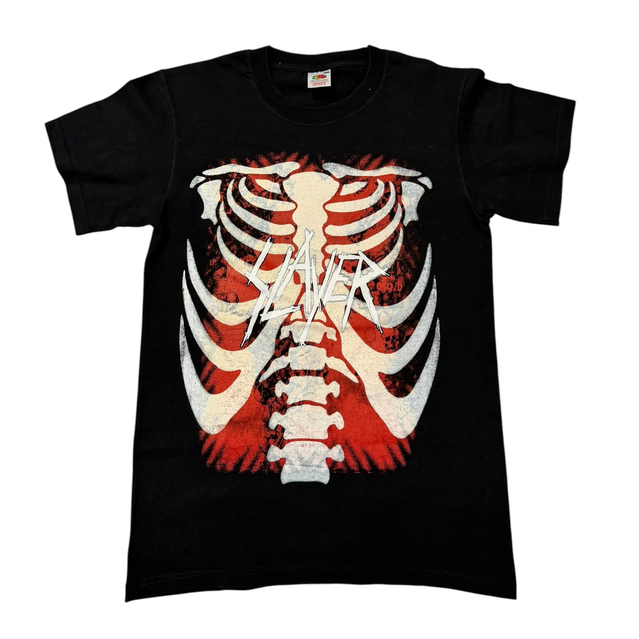 t shirt vintage sovrastampata con ossa slayer tg s