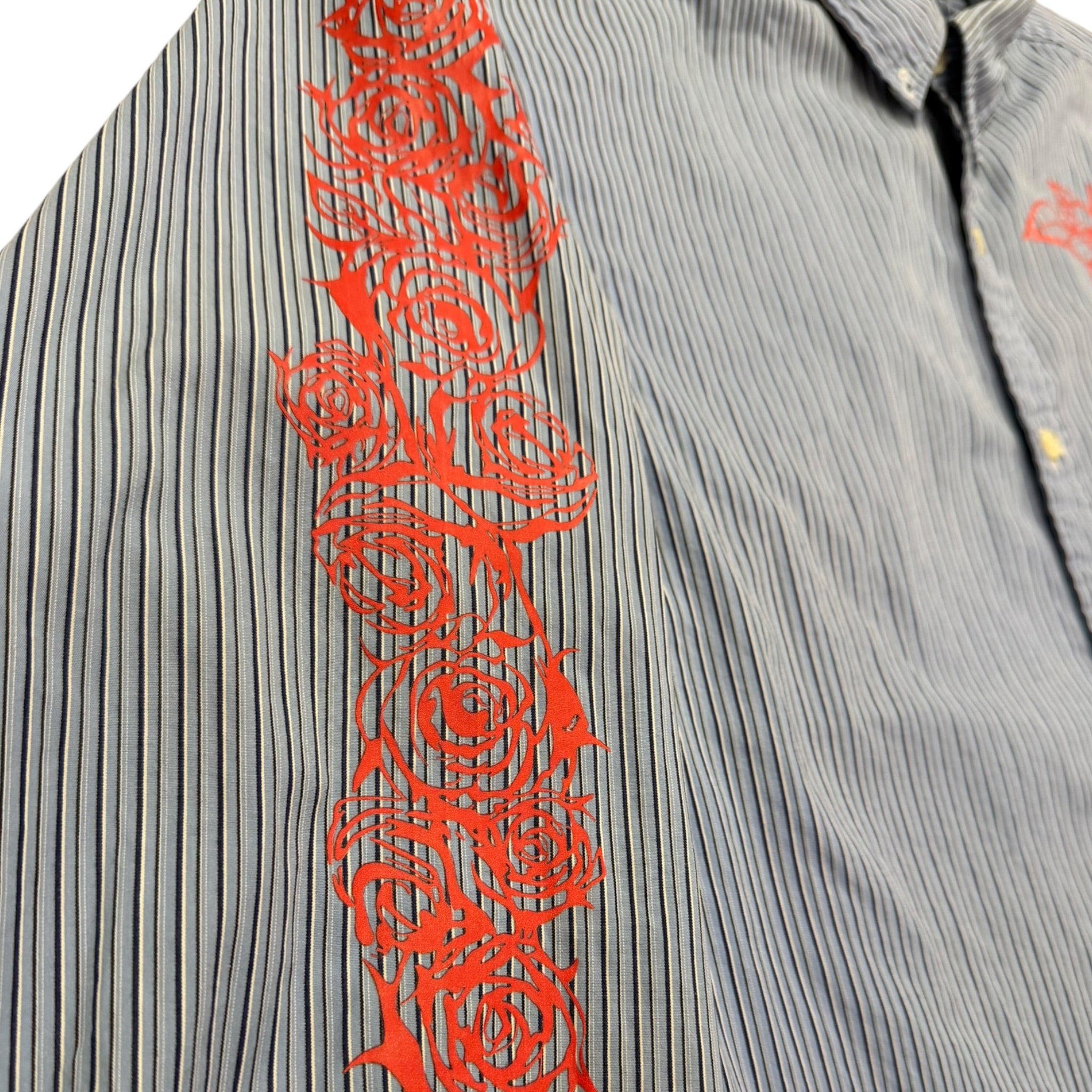camicia vintage ralph lauren custom tg L righe blu e rose