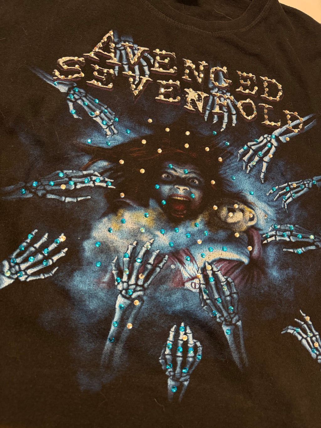 lt shirt vintage con strass avenged sevenfold  tg L