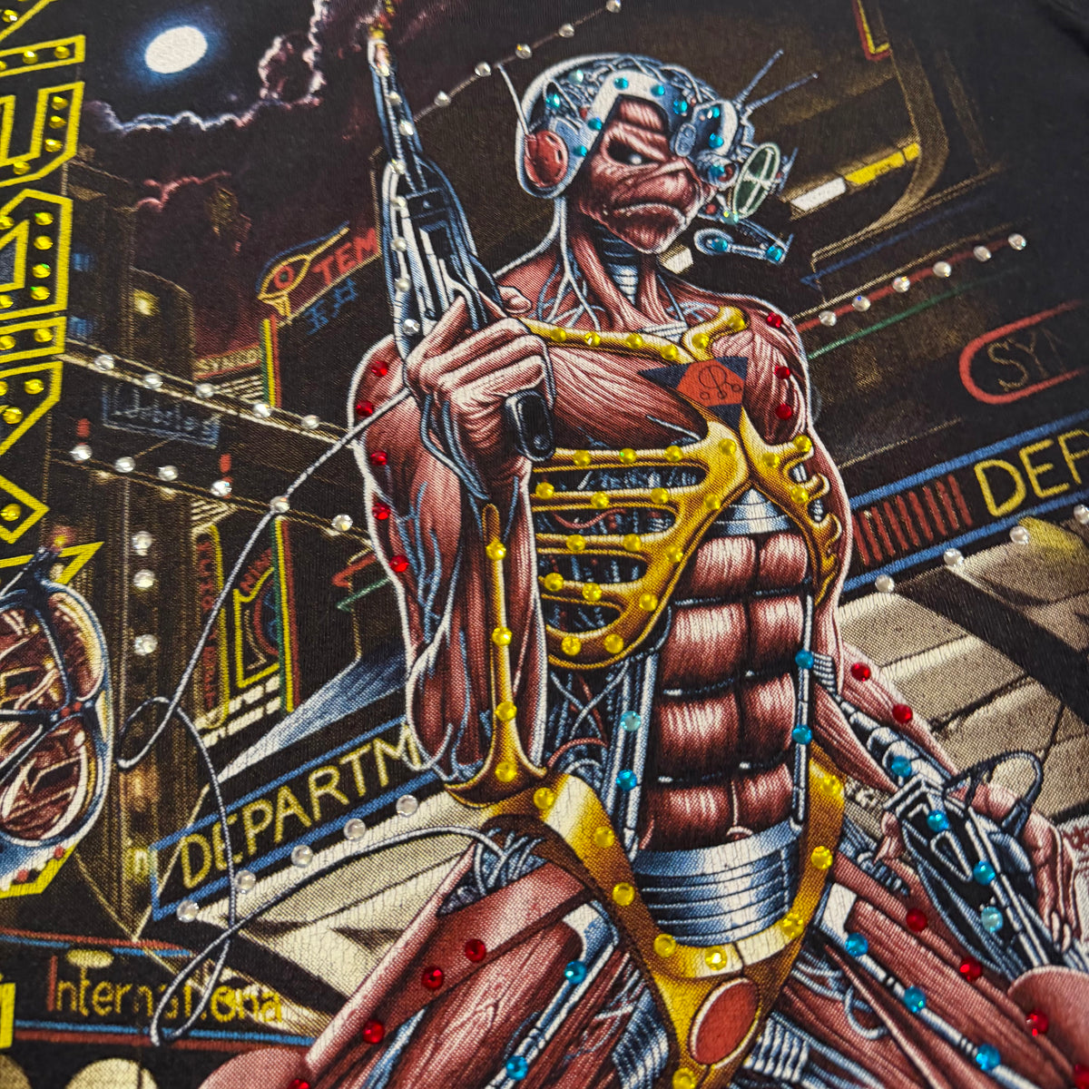 lt shirt vintage con strass Iron Maiden Tg S