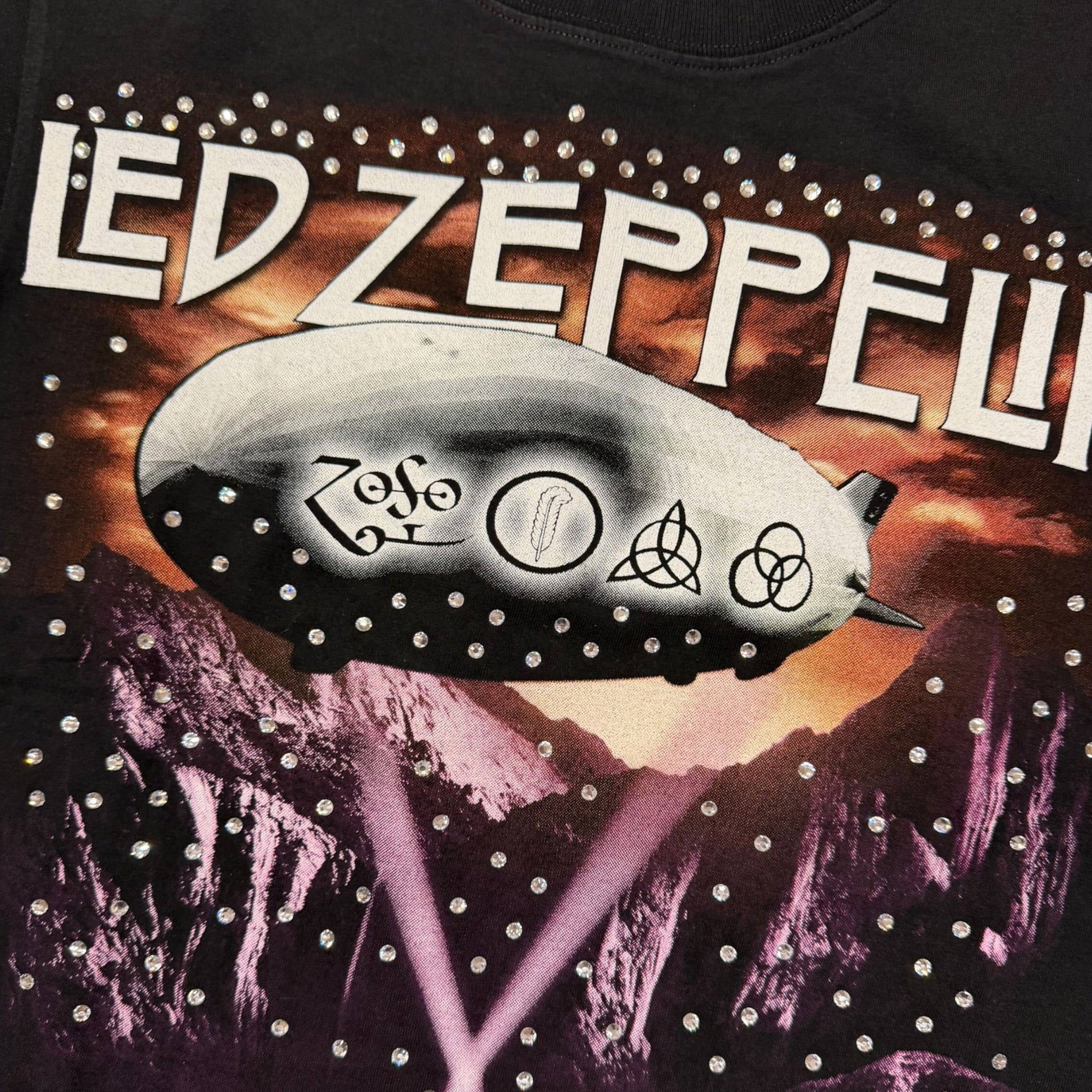 lt shirt vintage con strass led zeppeling tg s