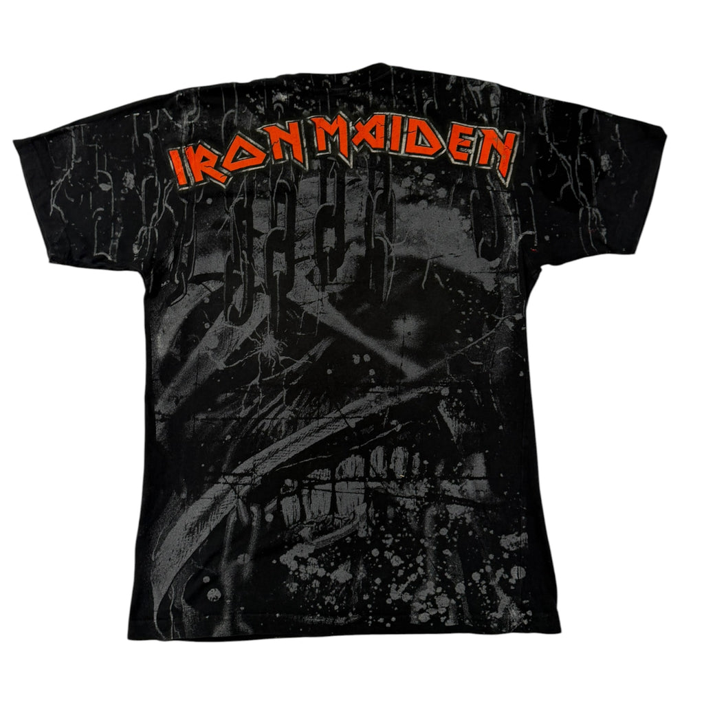 t shirt vintage sovrastampata con ossa iron maiden tg M