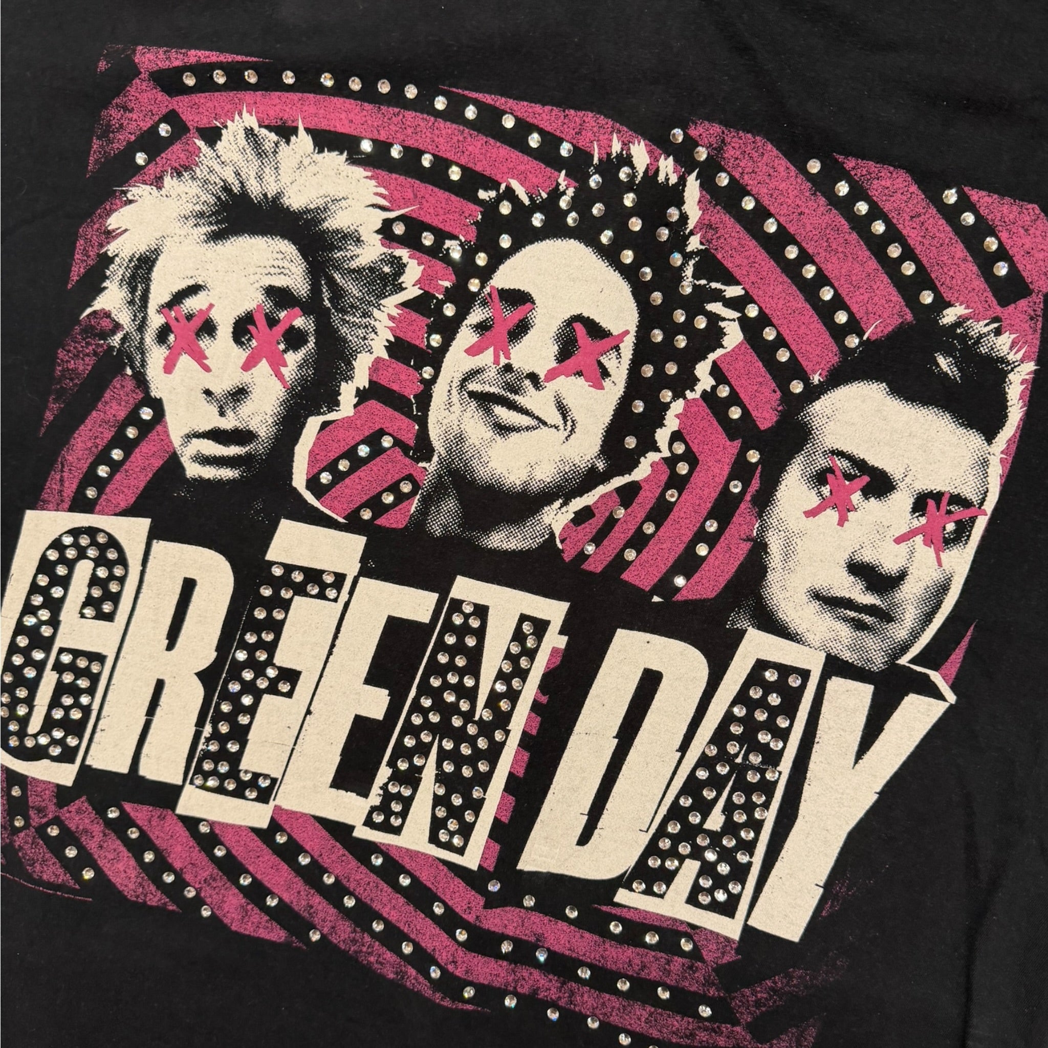 lt shirt vintage con strass Green Day tg L