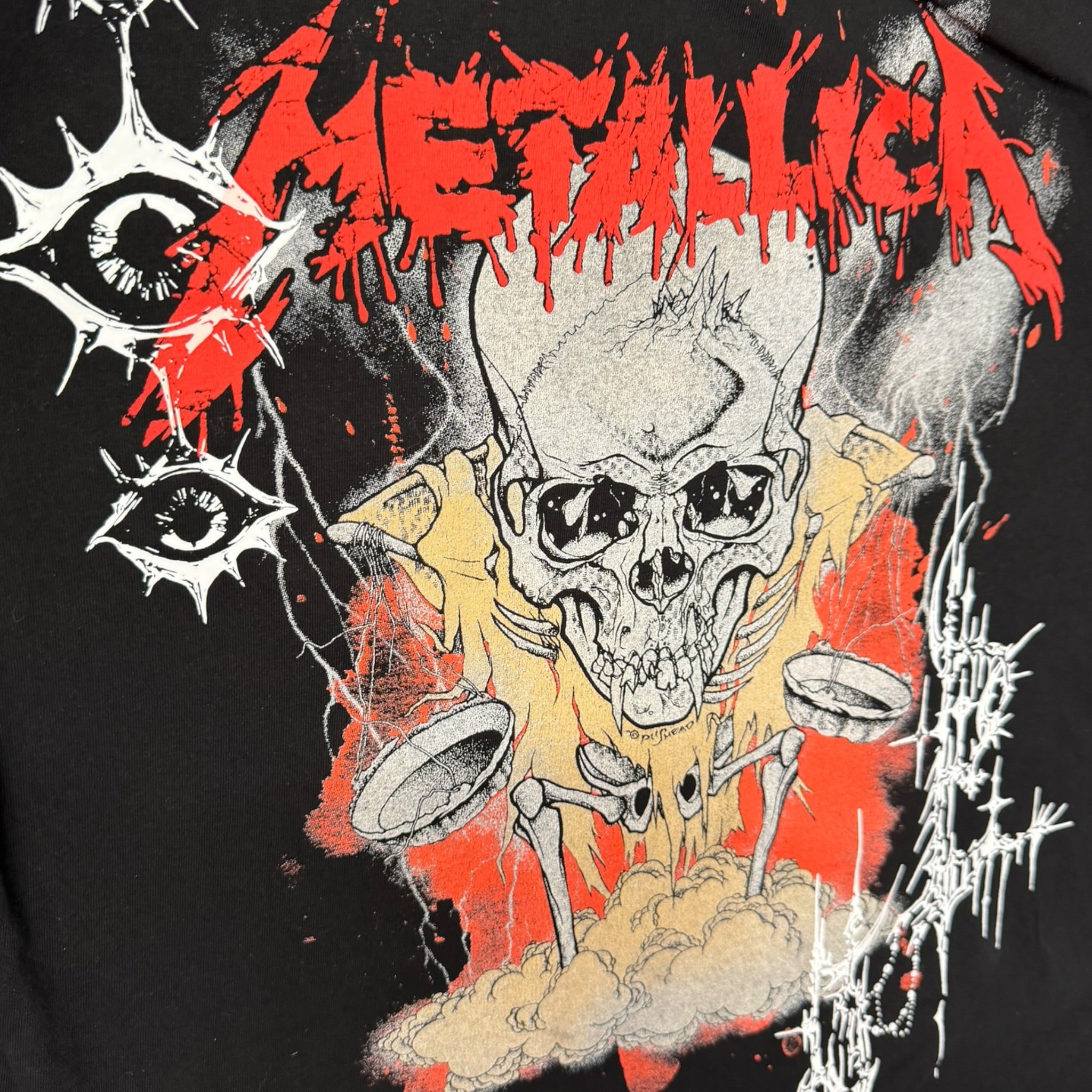 t shirt vintage sovrastampata con sigilli Metallica  tg L