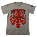 t shirt vintage sovrastampata con ossa college tg s