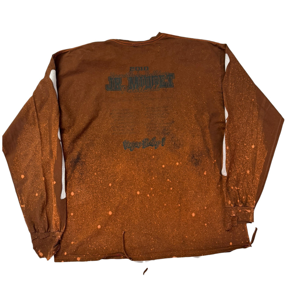 Longsleeve vintage sovrastampata con ossa college tg XL
