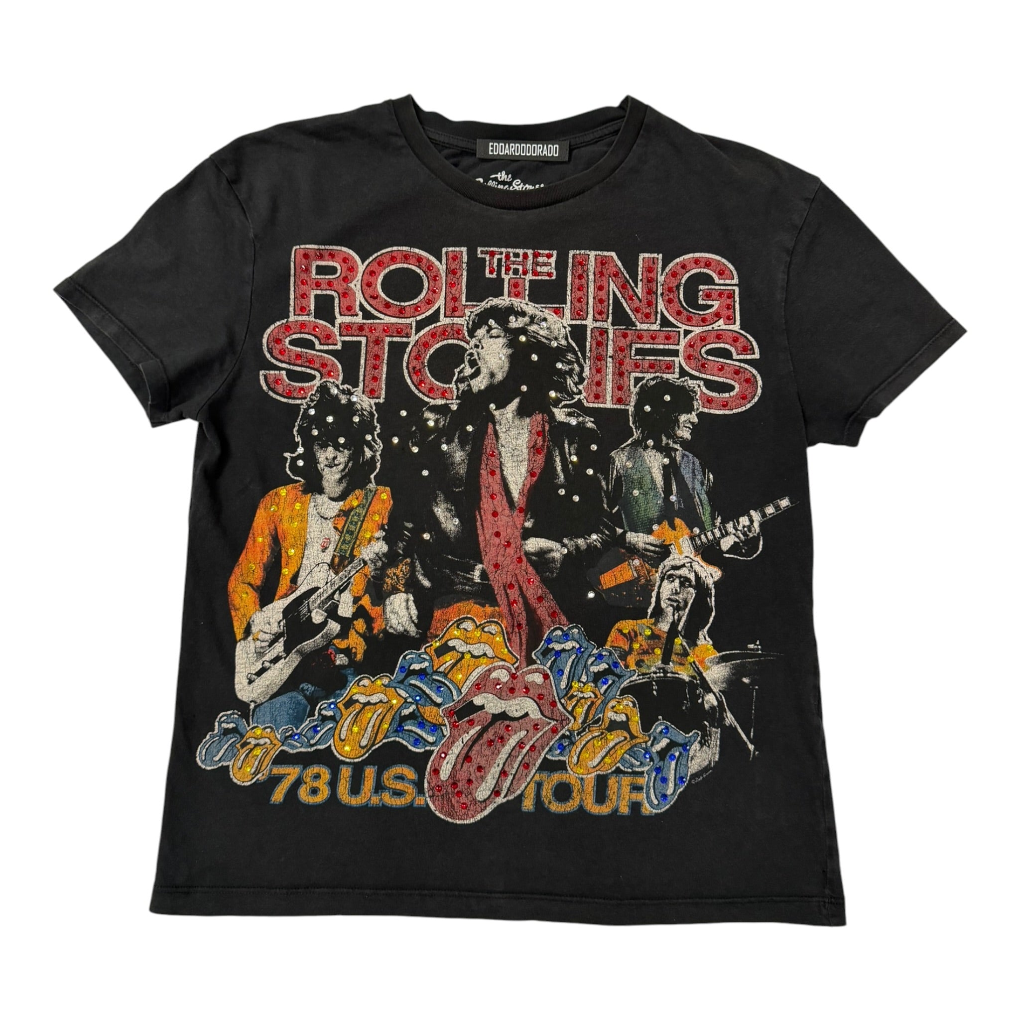 lt shirt vintage con strass Rolling Stones tg s