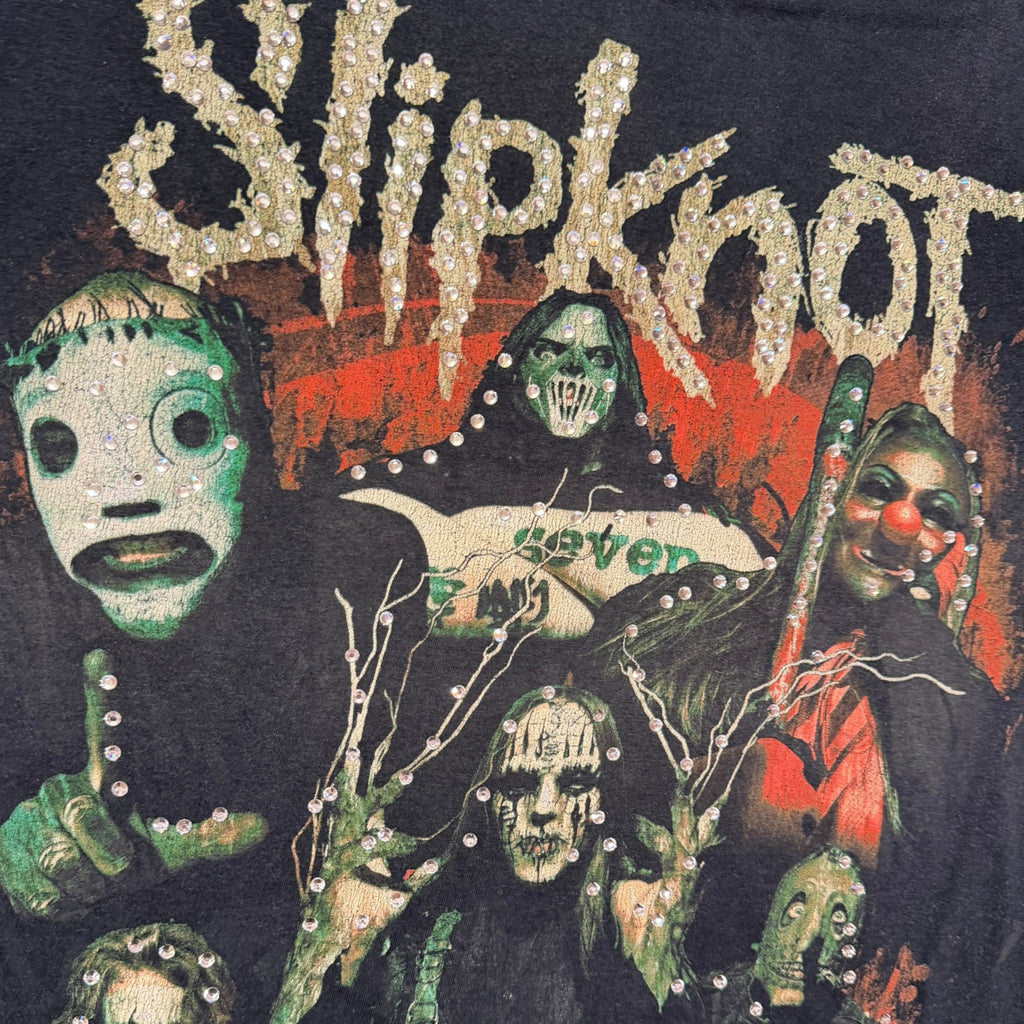 lt shirt vintage con strass slipknot tg L