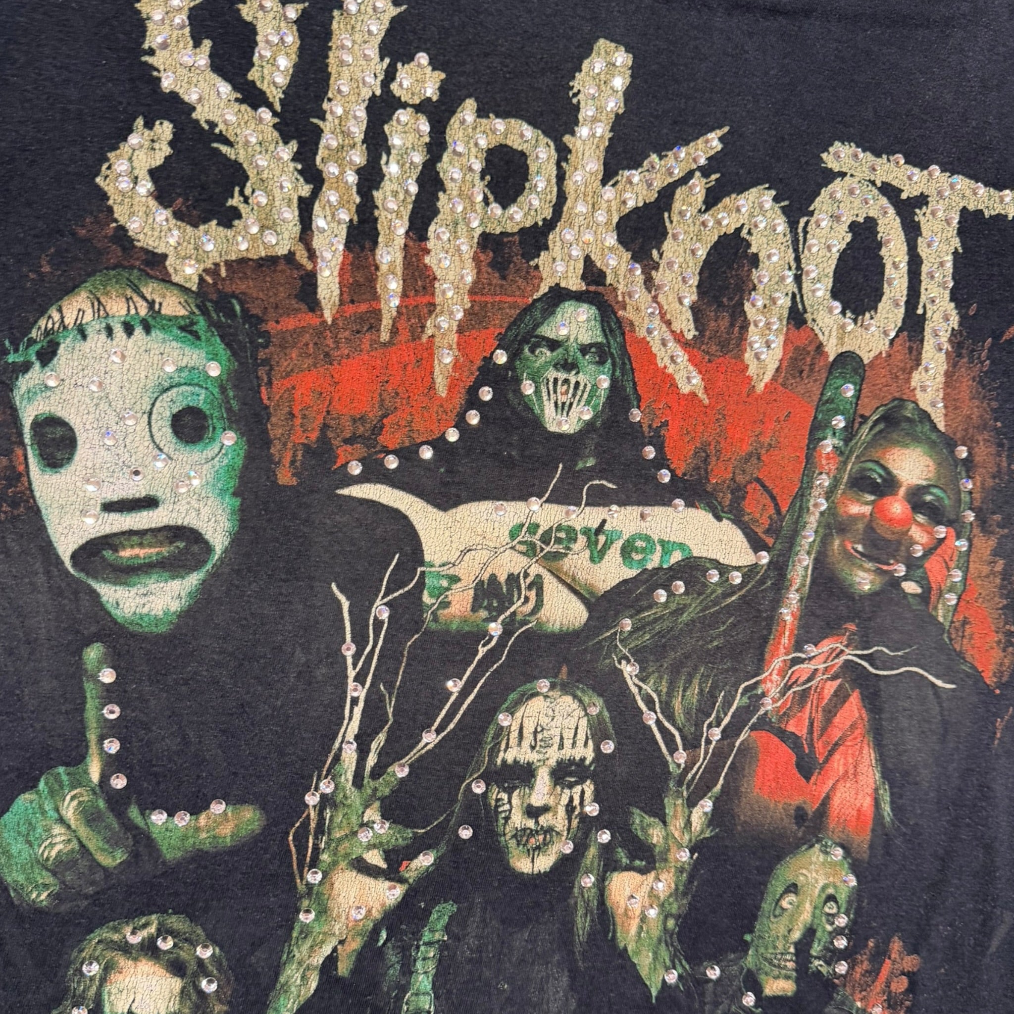 lt shirt vintage con strass slipknot tg L