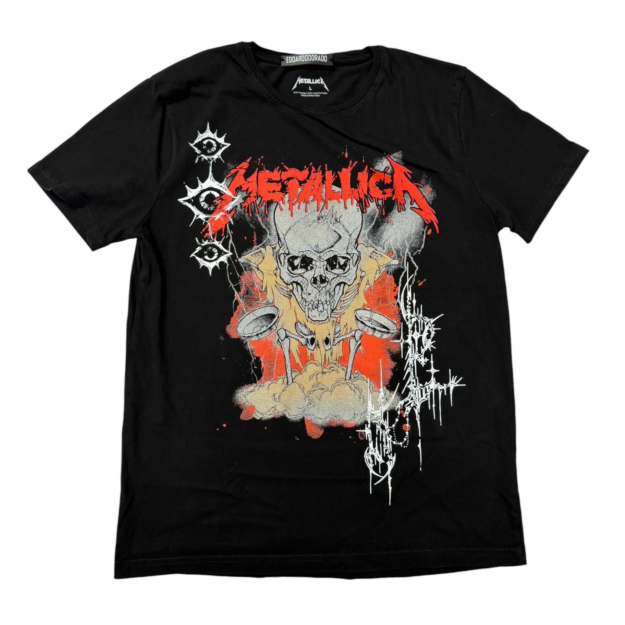 t shirt vintage sovrastampata con sigilli Metallica  tg L