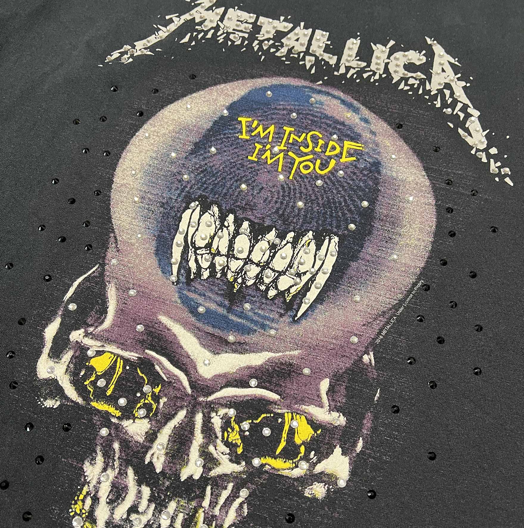 t shirt vintage con strass Metallica xxl