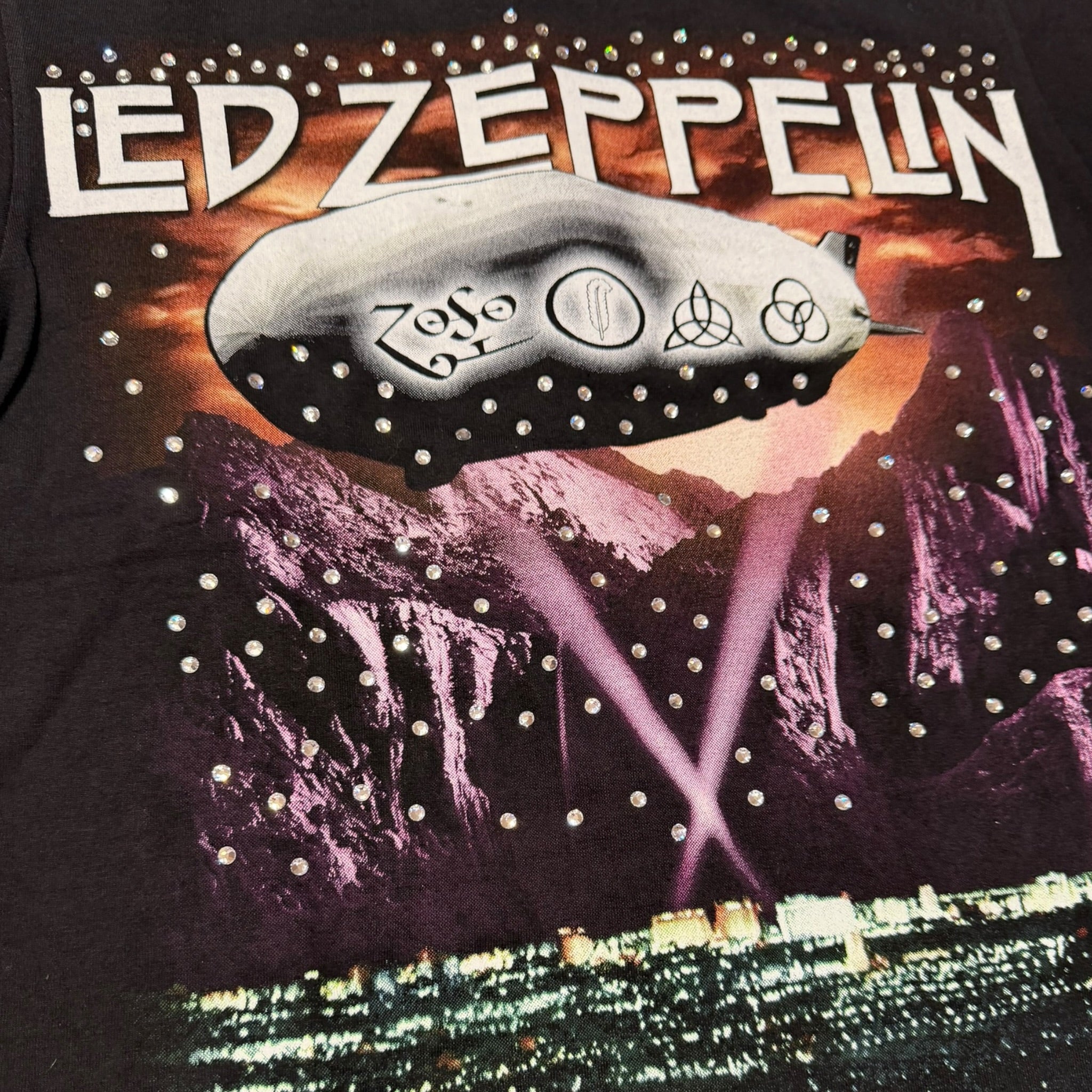 lt shirt vintage con strass led zeppeling tg s