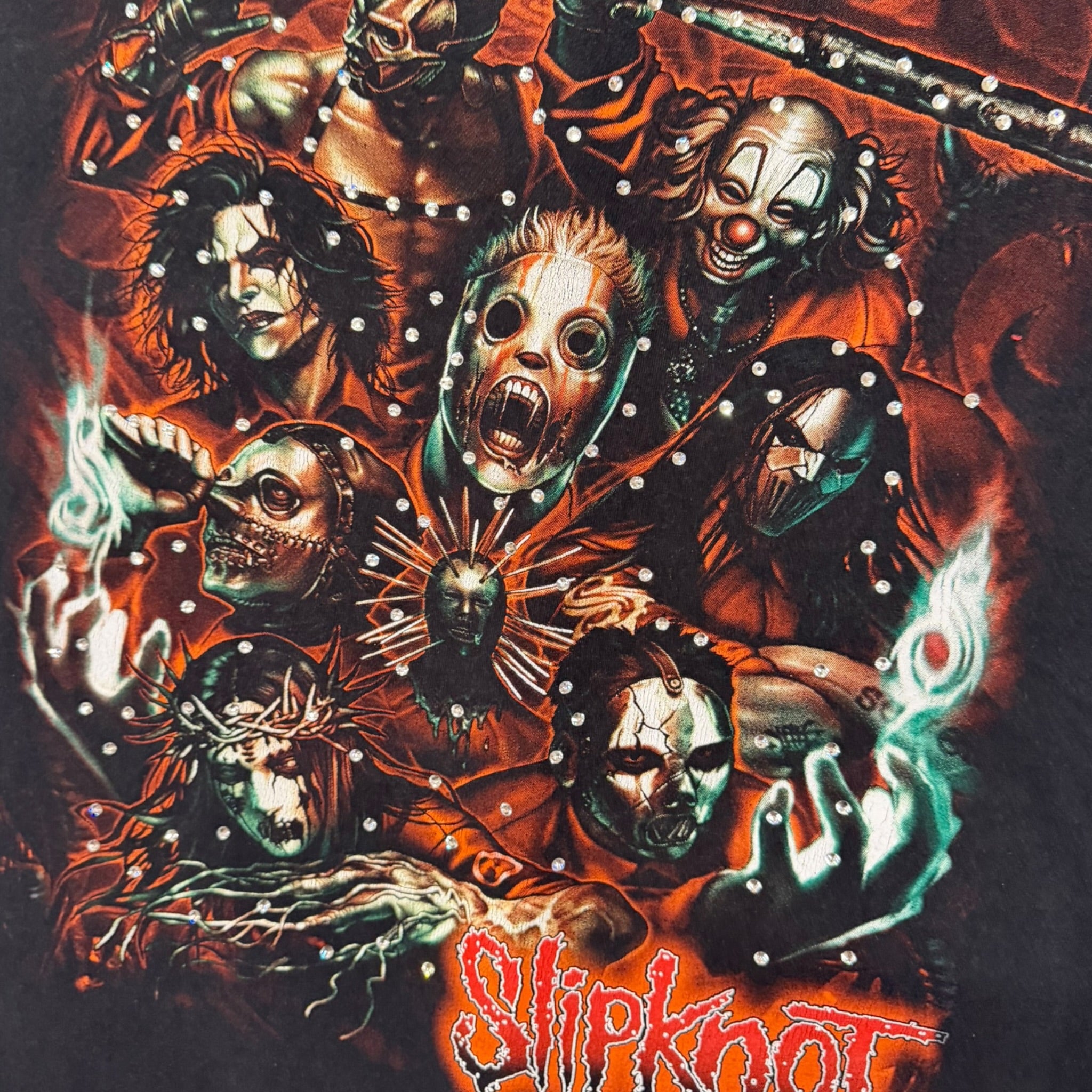 lt shirt vintage con strass slipknot tg L