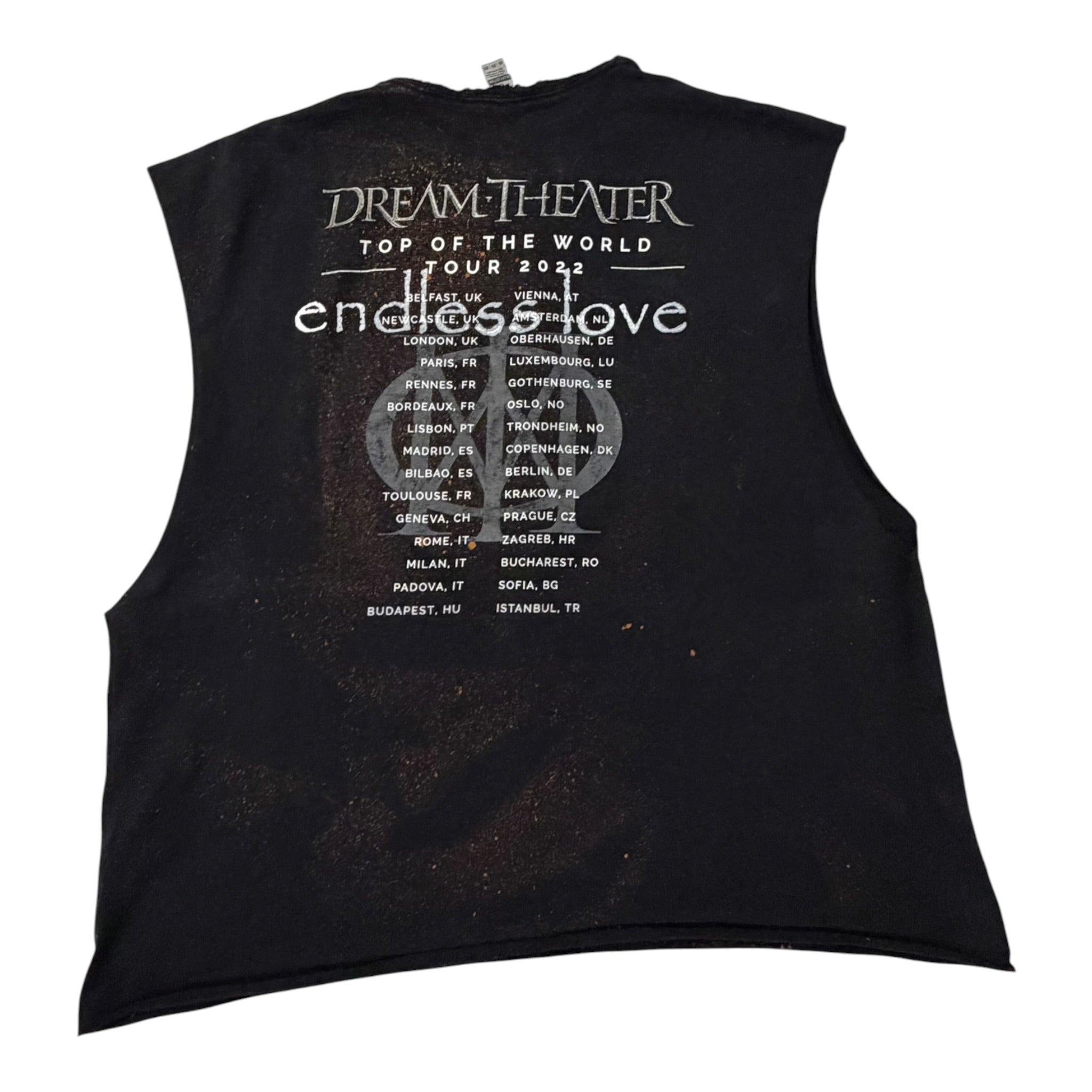 t shirt vintage sovrastampata con ossa dream theatre tg XXL