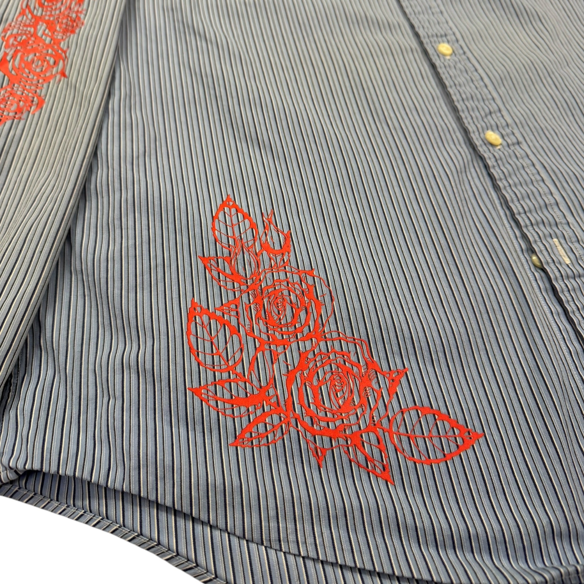 camicia vintage ralph lauren custom tg L righe blu e rose