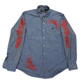 camicia vintage ralph lauren custom tg L righe blu e rose