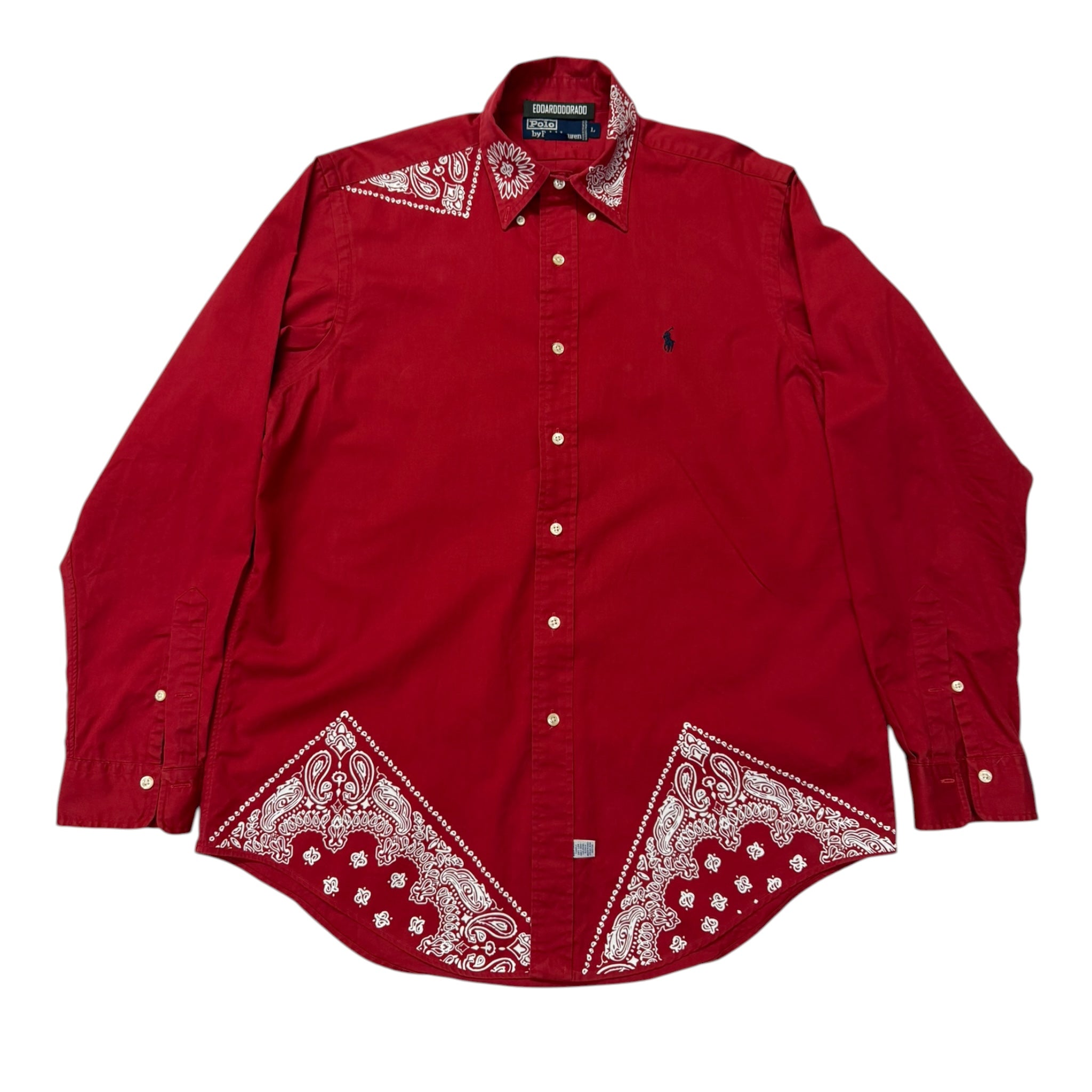 camicia vintage ralph lauren custom tg L bandana rossa