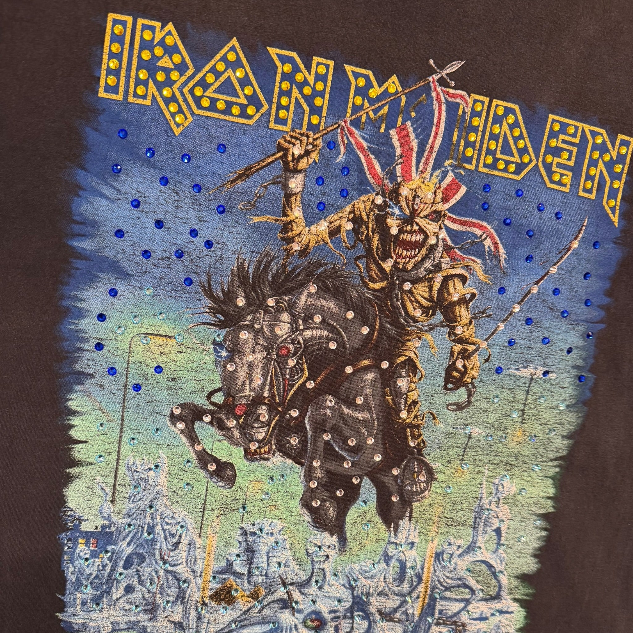 t shirt vintage con strass Iron Maiden tg xl