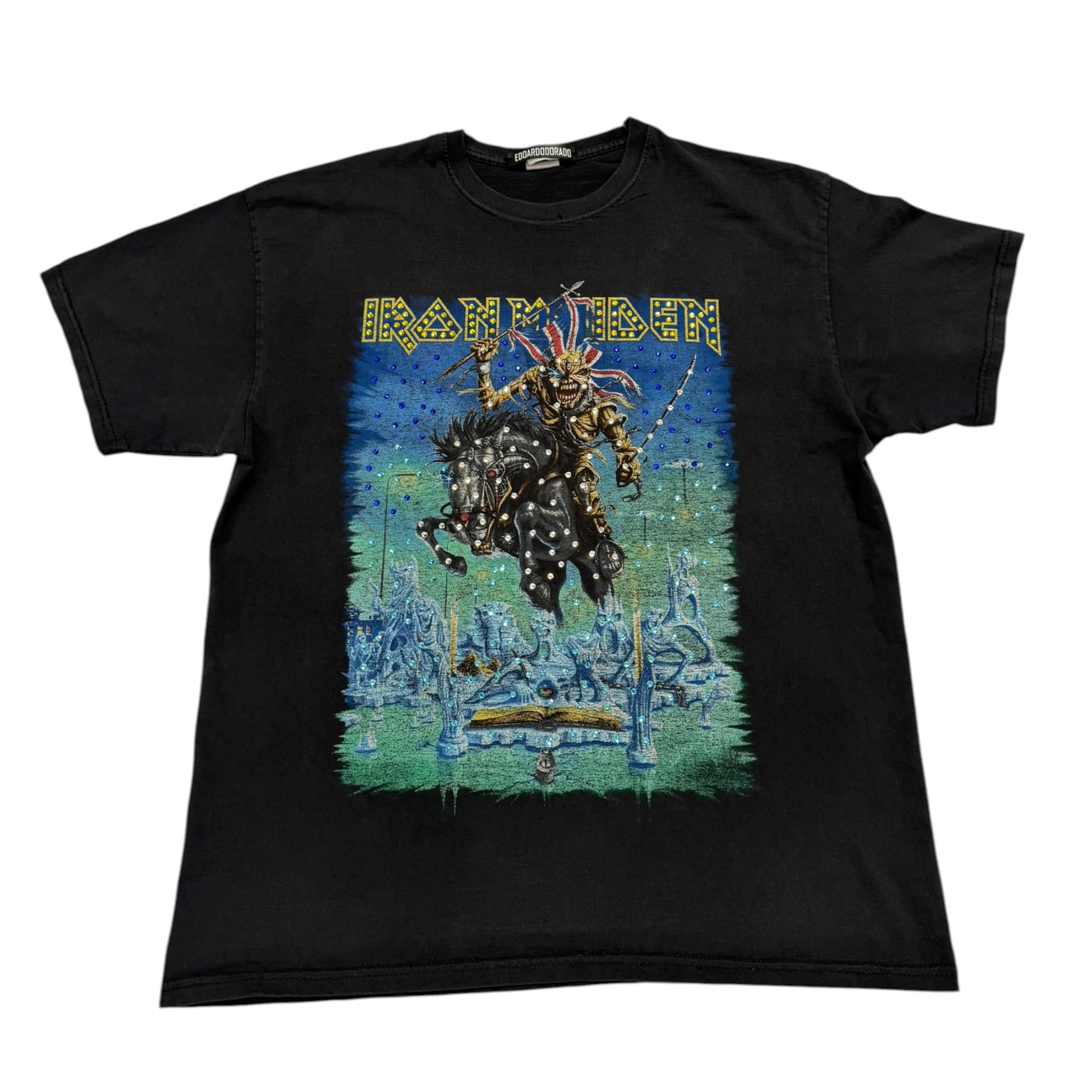 t shirt vintage con strass Iron Maiden tg xl