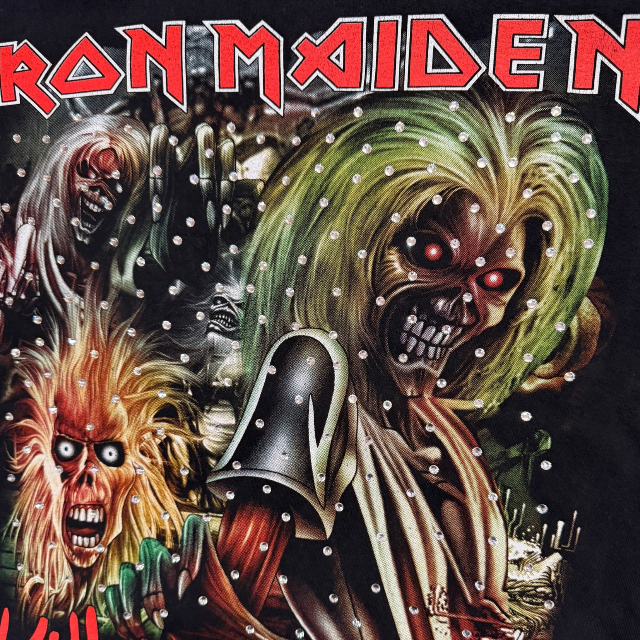 t shirt vintage con strass Iron Maiden tg S
