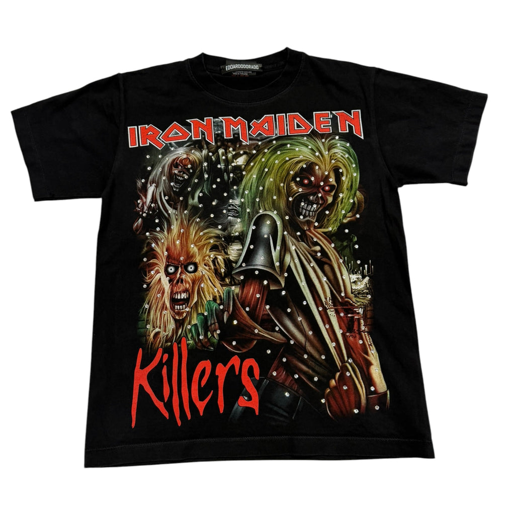 t shirt vintage con strass Iron Maiden tg S