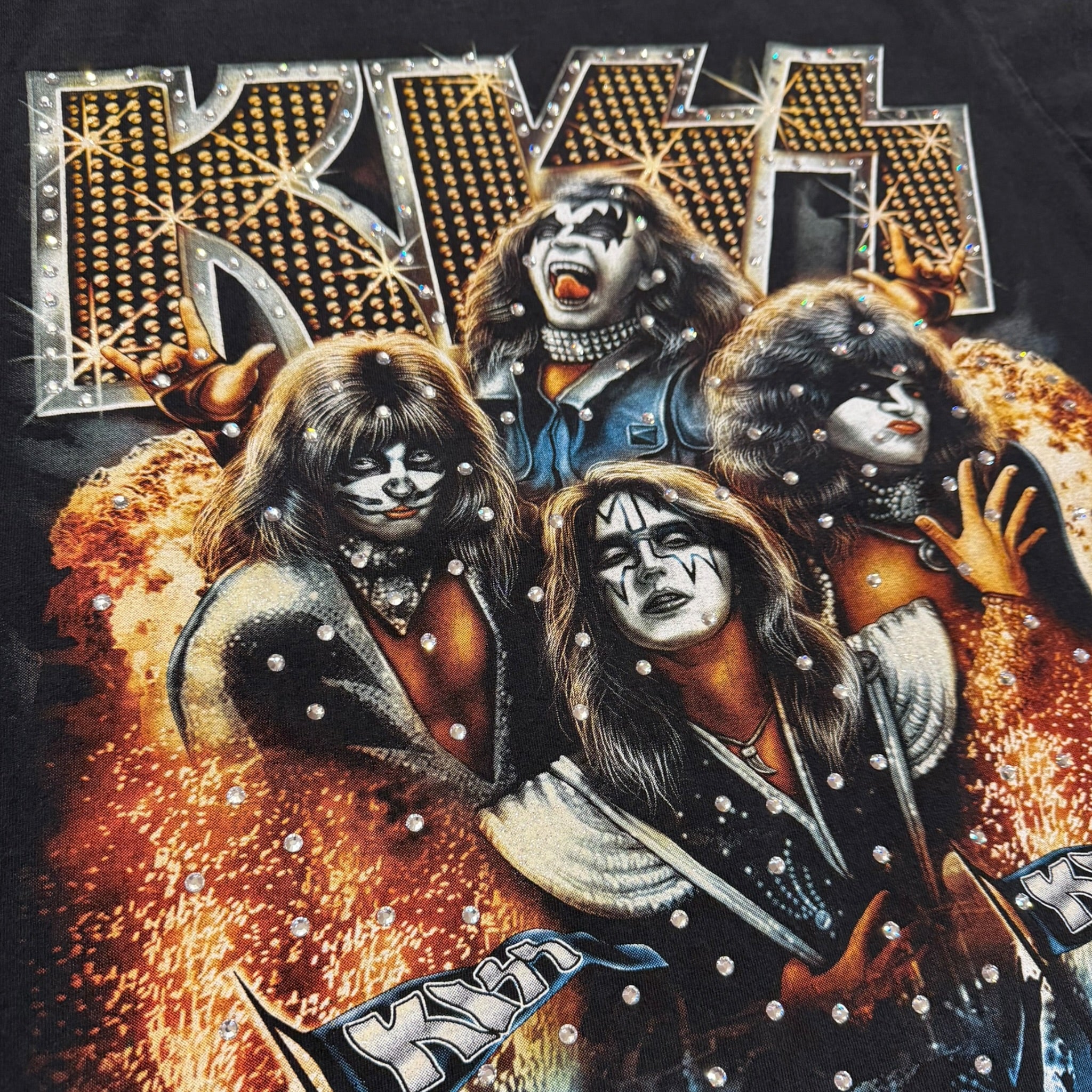 t shirt vintage con strass kisstg M