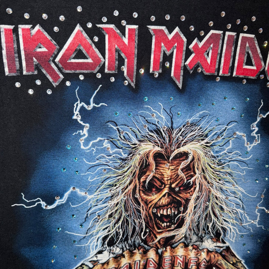 t shirt vintage con strass iron maiden tg xl