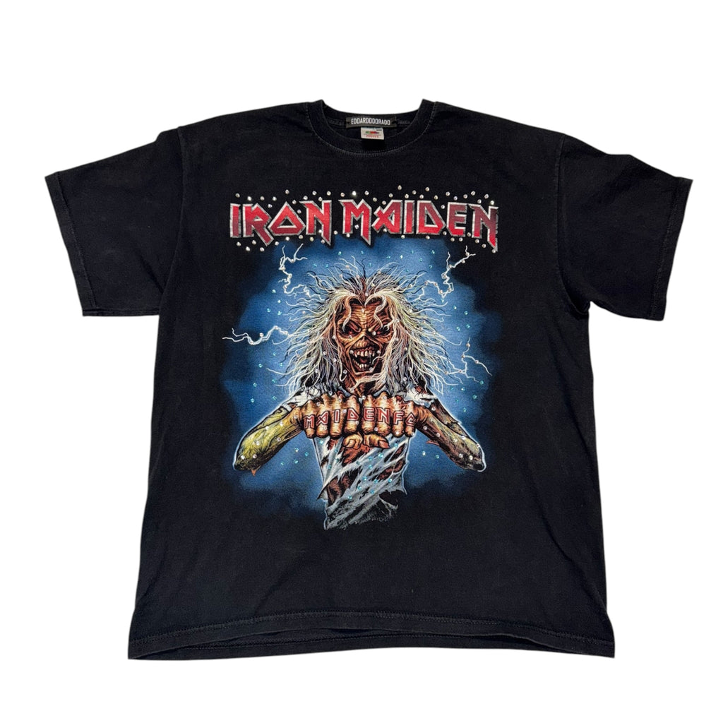 t shirt vintage con strass iron maiden tg xl