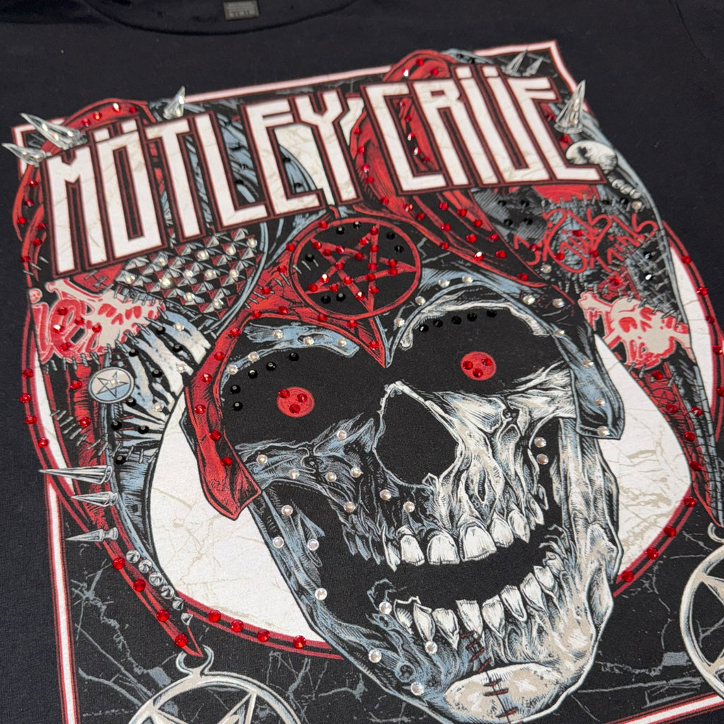 t shirt vintage con strass motley crue tg xl crop