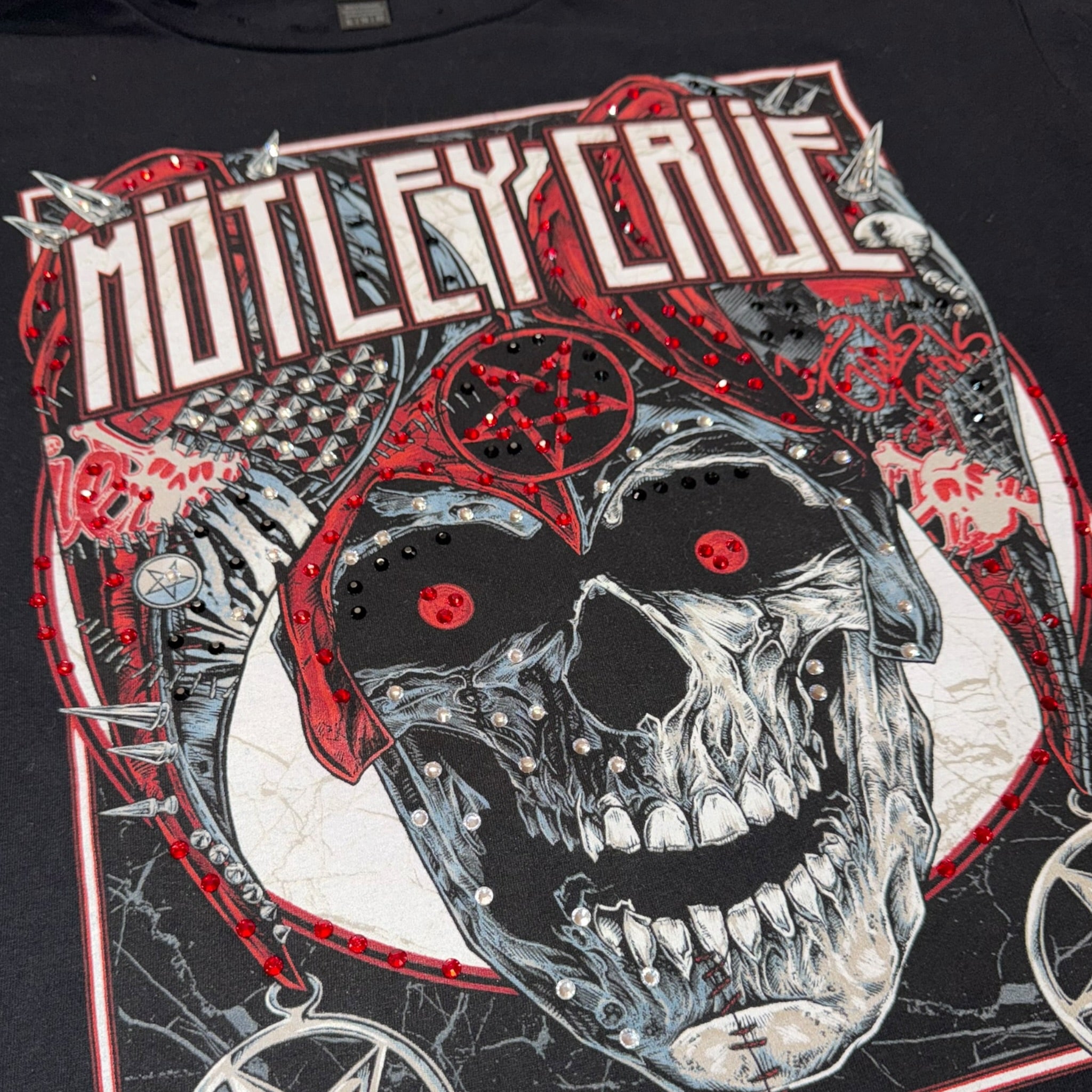 t shirt vintage con strass motley crue tg xl crop