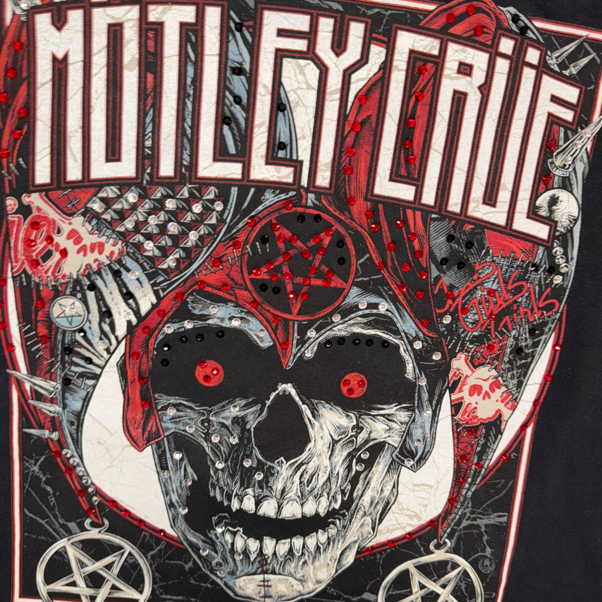 t shirt vintage con strass motley crue tg xl crop