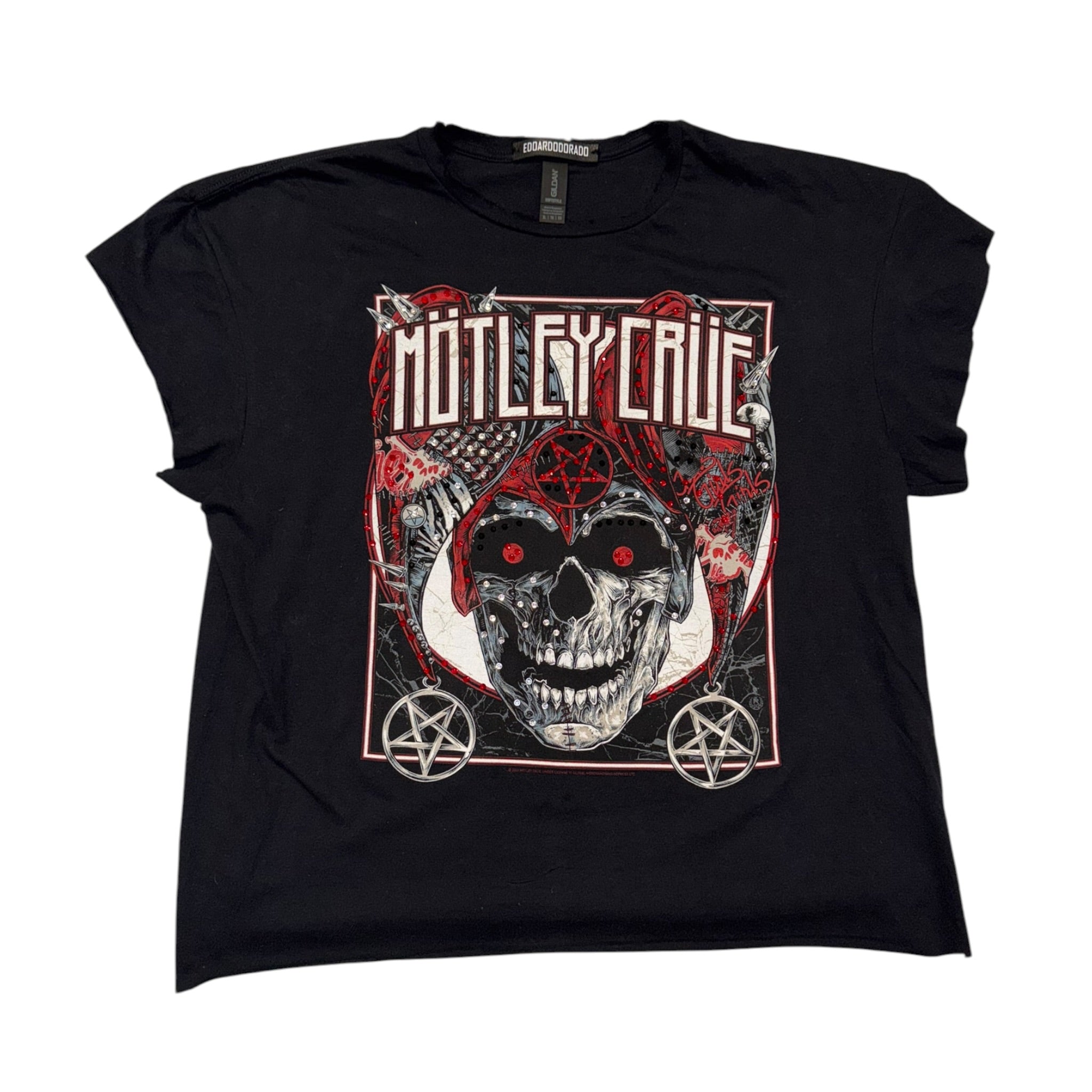 t shirt vintage con strass motley crue tg xl crop