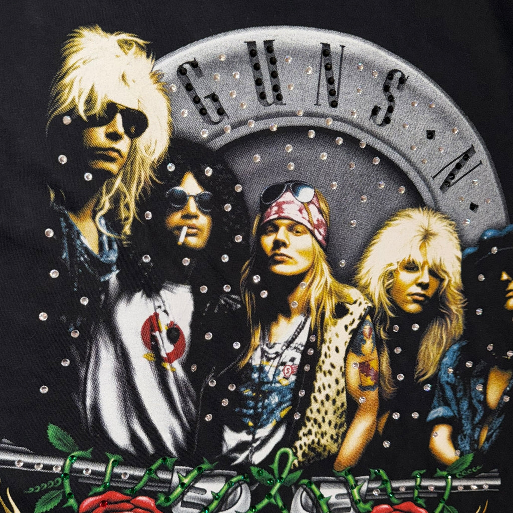t shirt vintage con strass guns n roses  tg L