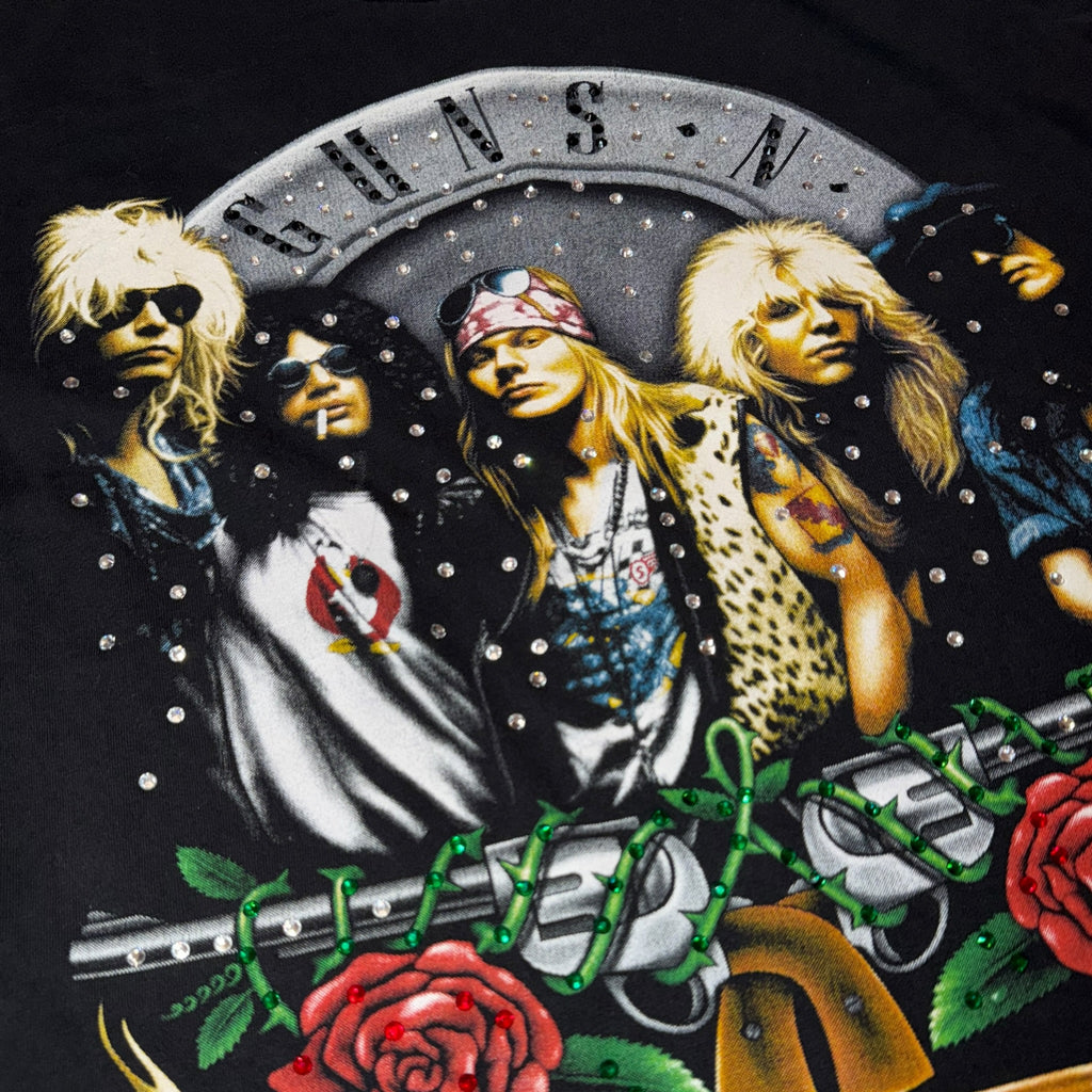 t shirt vintage con strass guns n roses  tg L