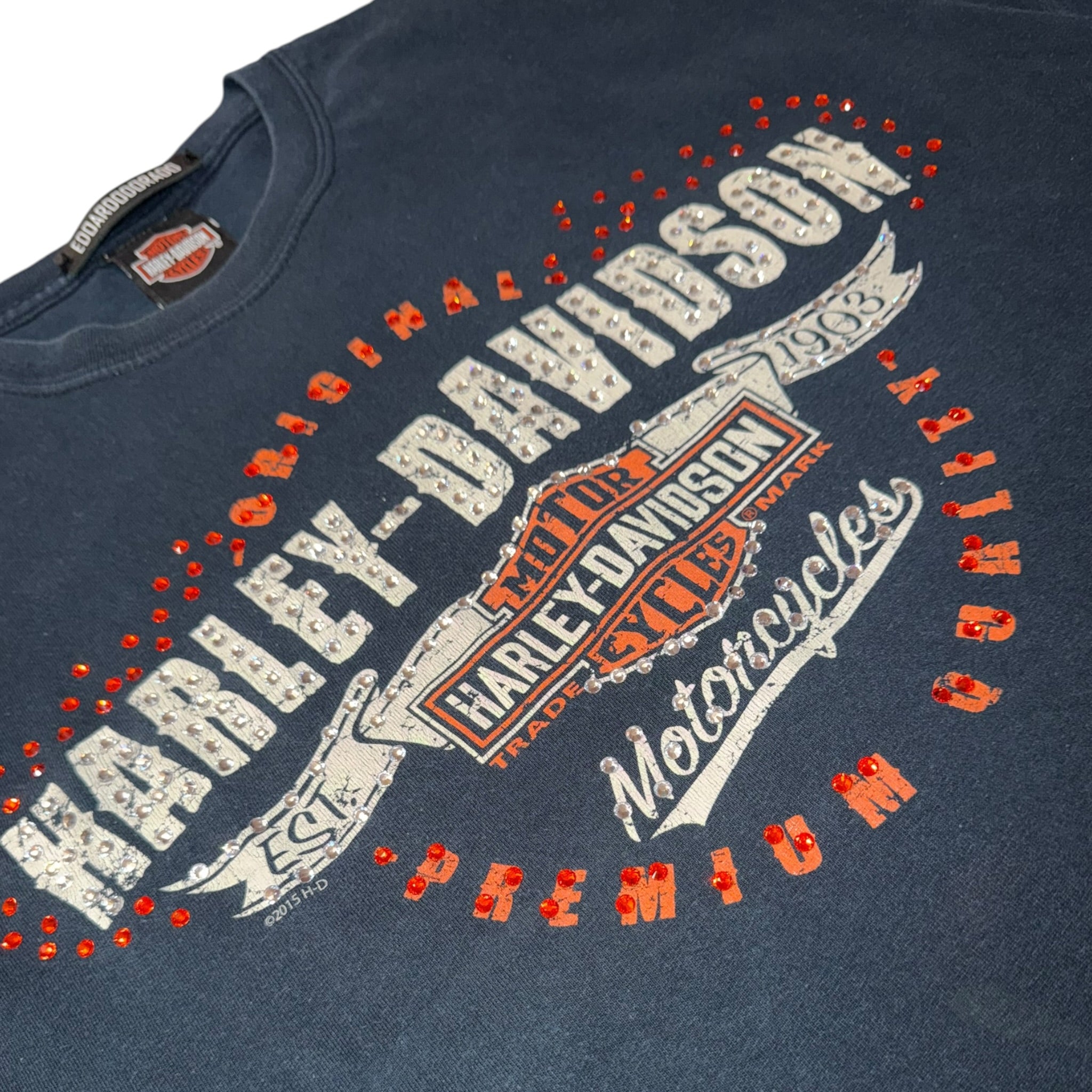 t shirt vintage con strass harley davidson tg L