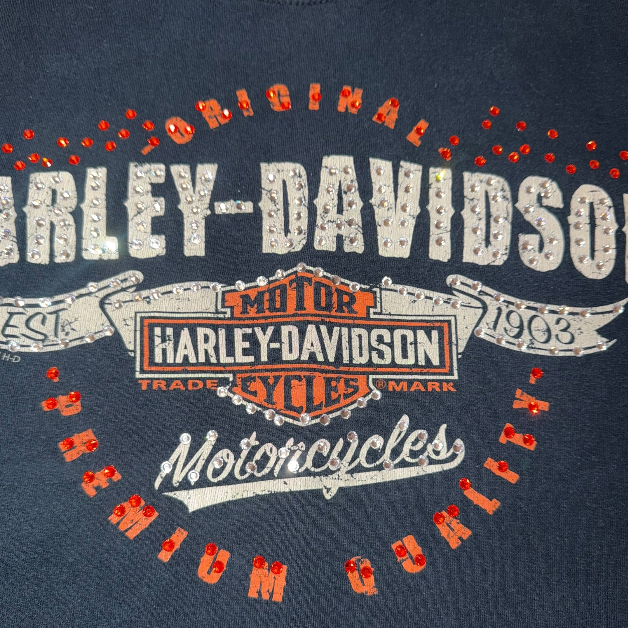 t shirt vintage con strass harley davidson tg L