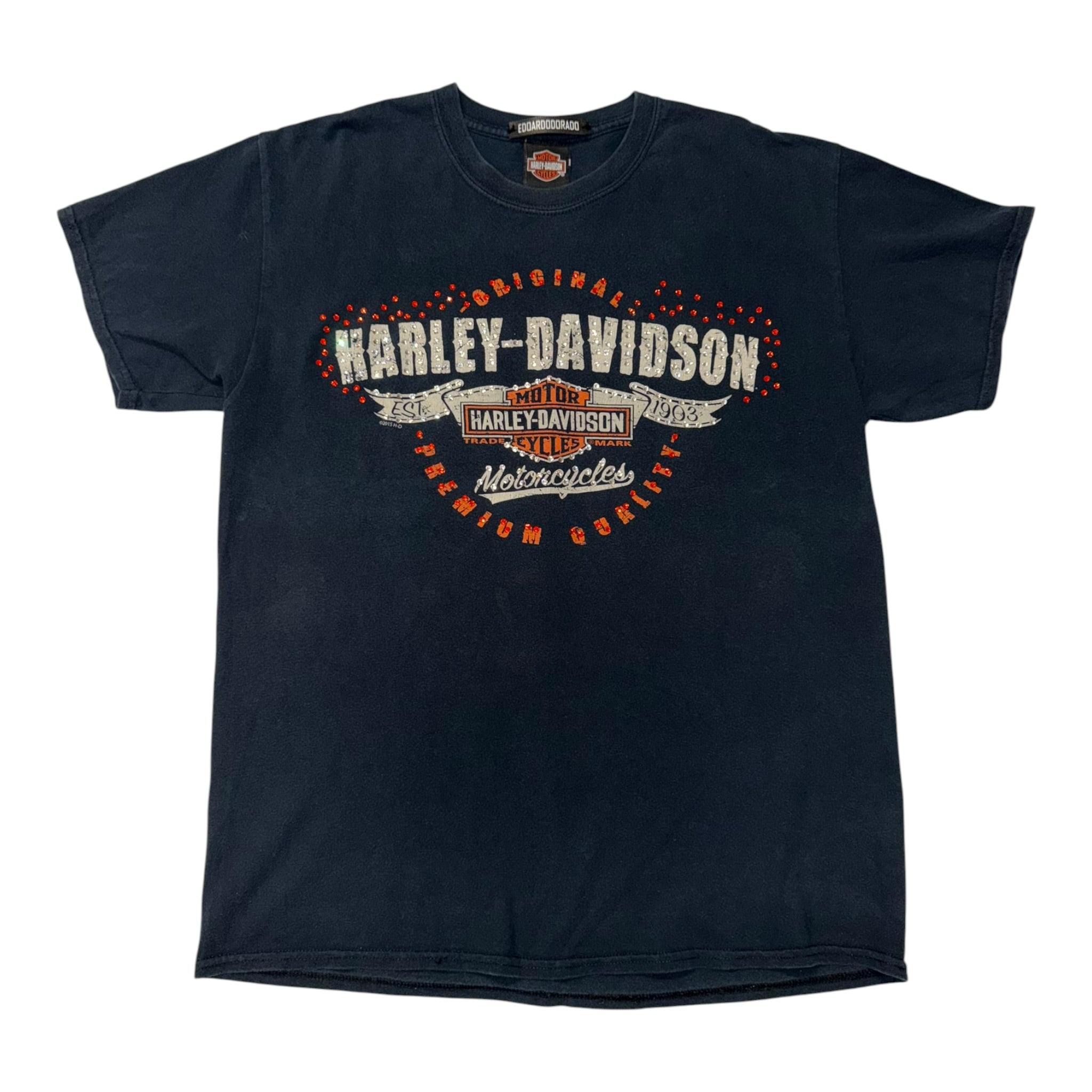 t shirt vintage con strass harley davidson tg L