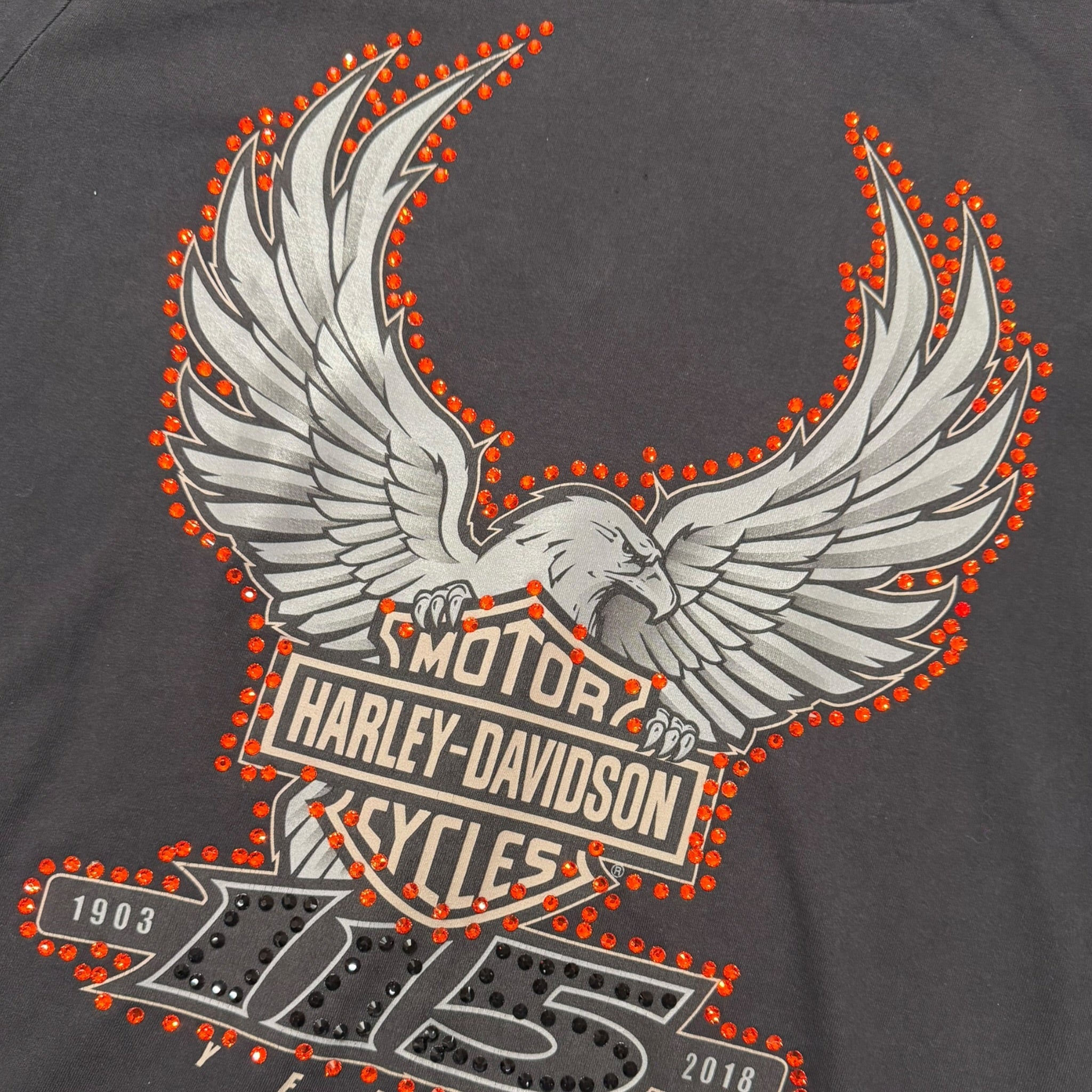 lt shirt vintage con strass harley davidson tg L