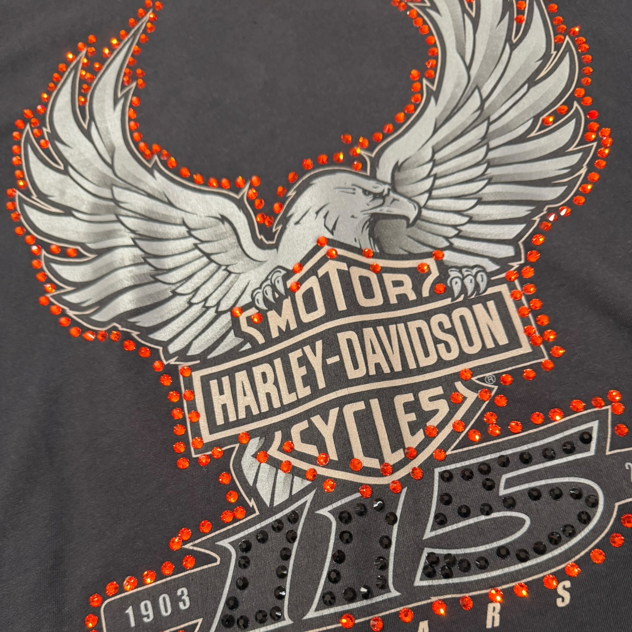 lt shirt vintage con strass harley davidson tg L