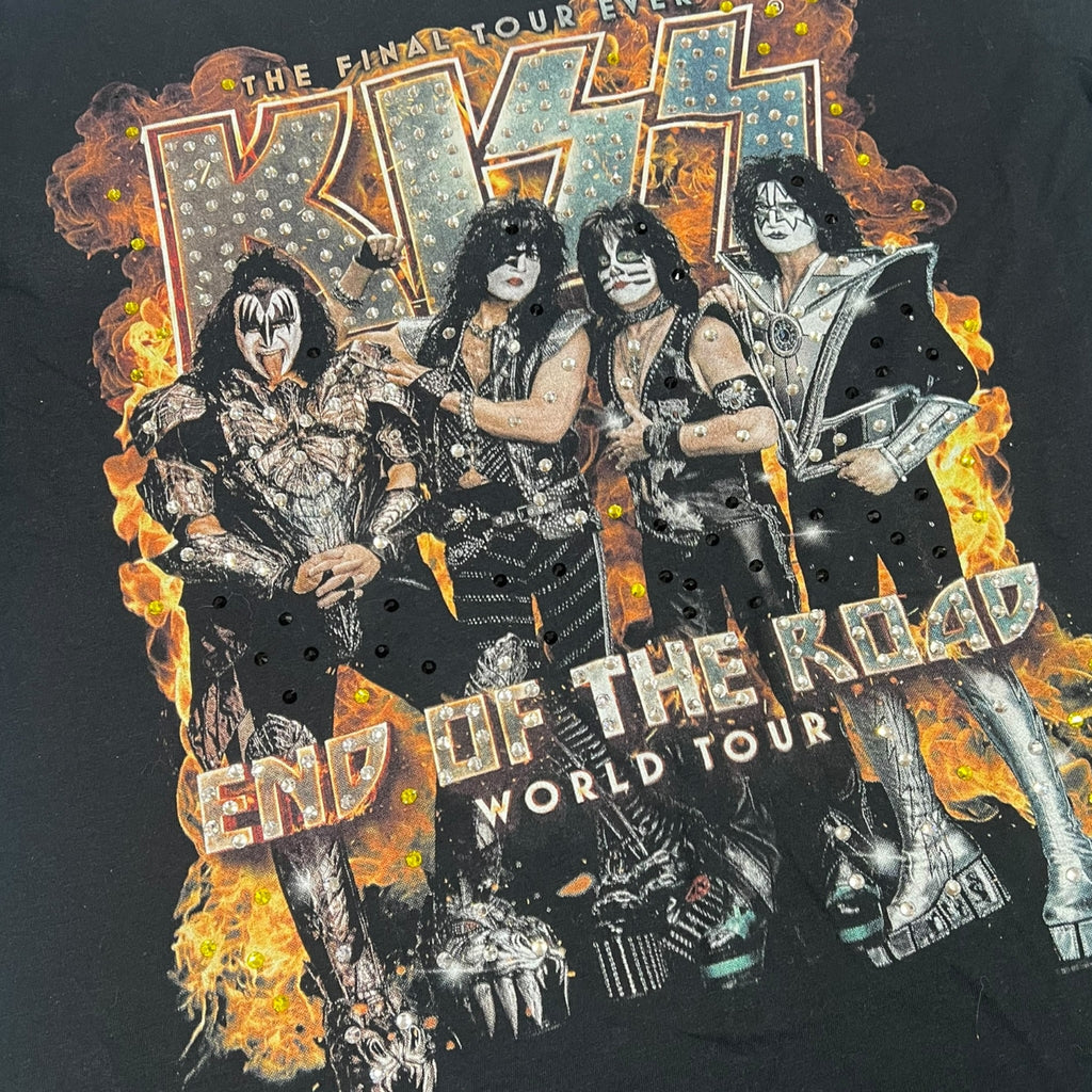 t shirt vintage con strass Kiss tg M