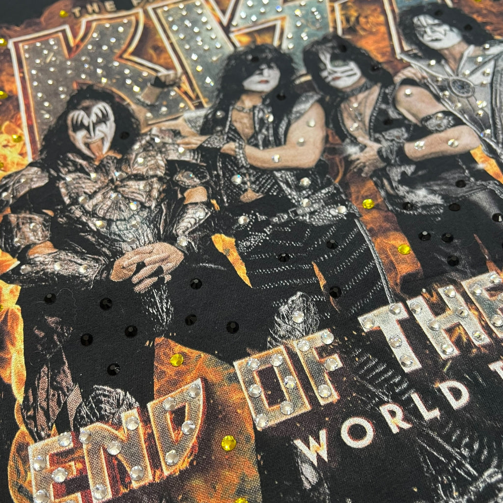 t shirt vintage con strass Kiss tg M