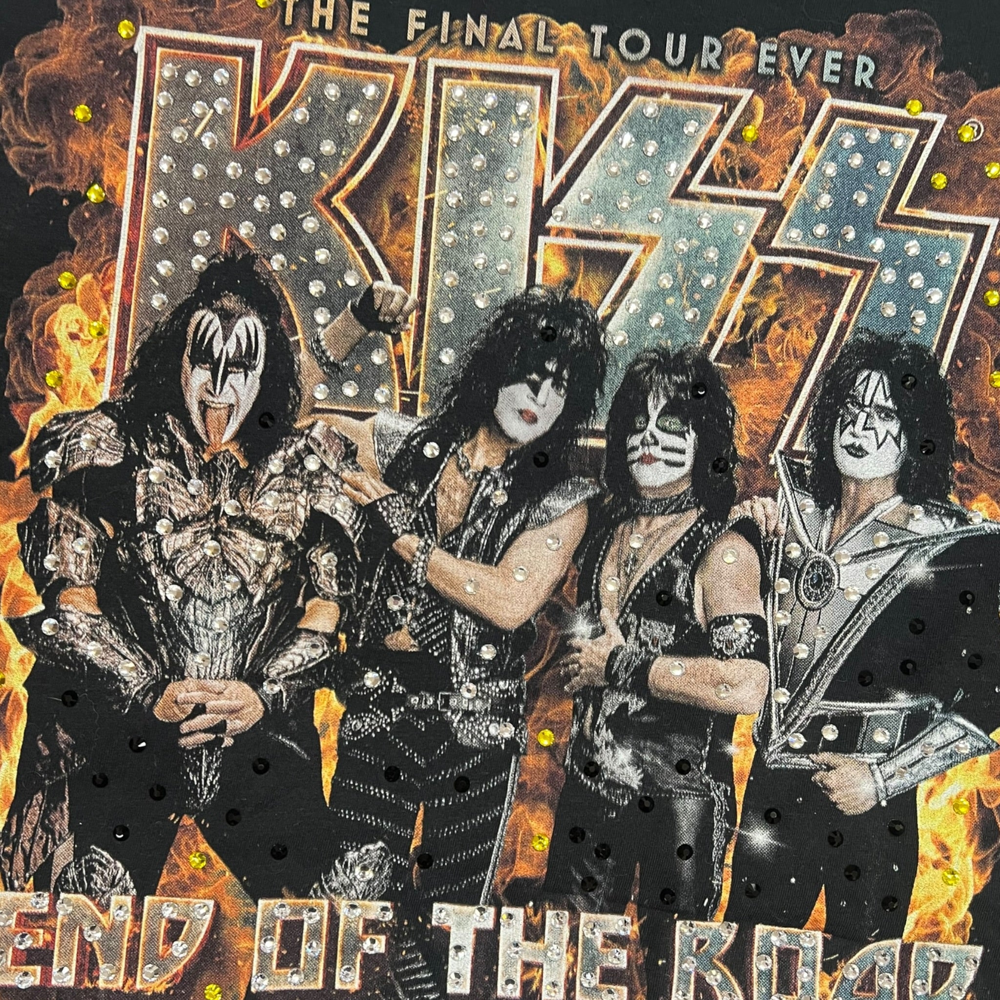 t shirt vintage con strass Kiss tg M