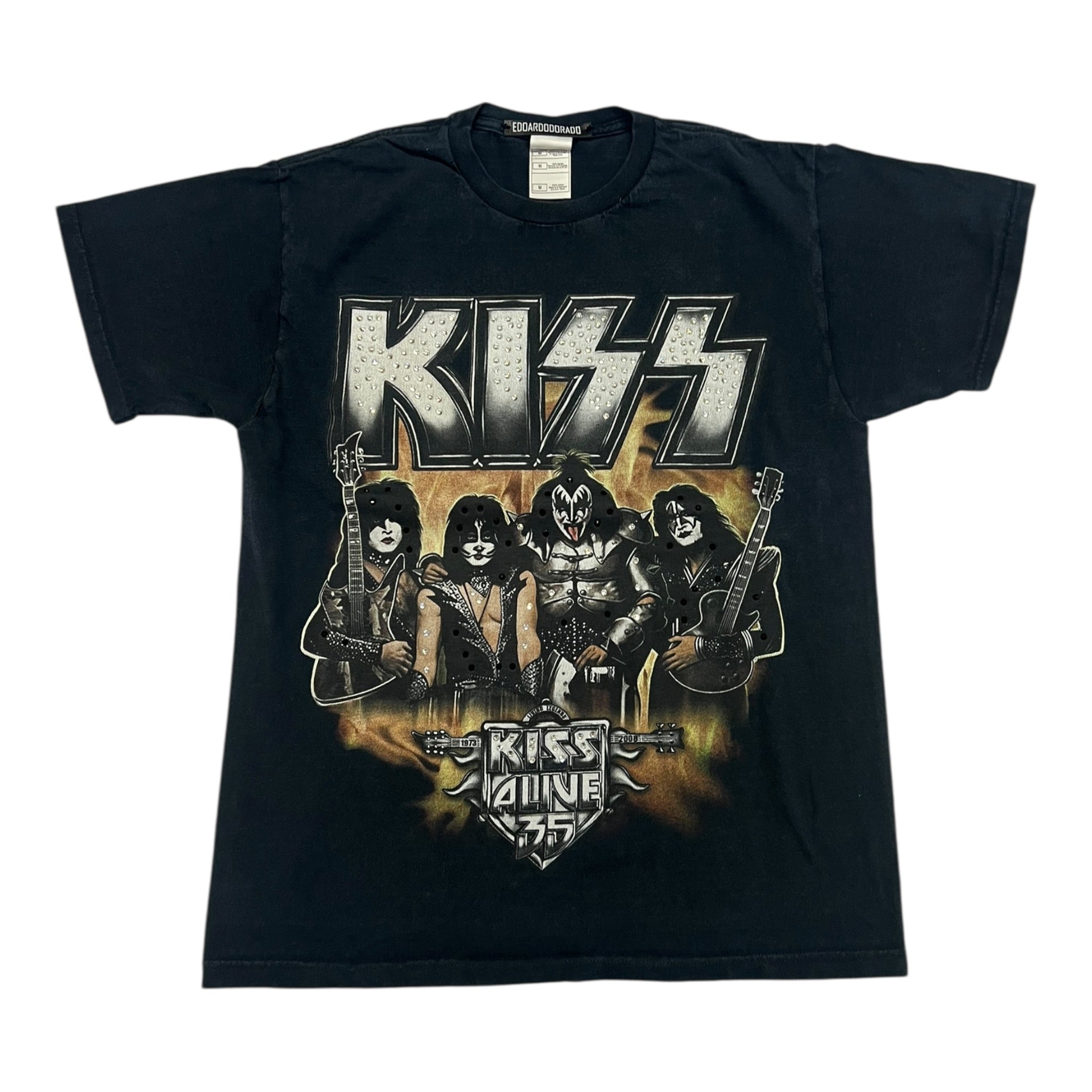 t shirt vintage con strass Kiss tg M