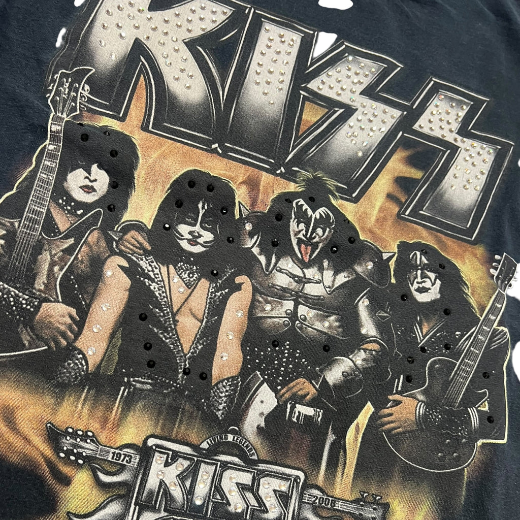 t shirt vintage con strass Kiss tg M
