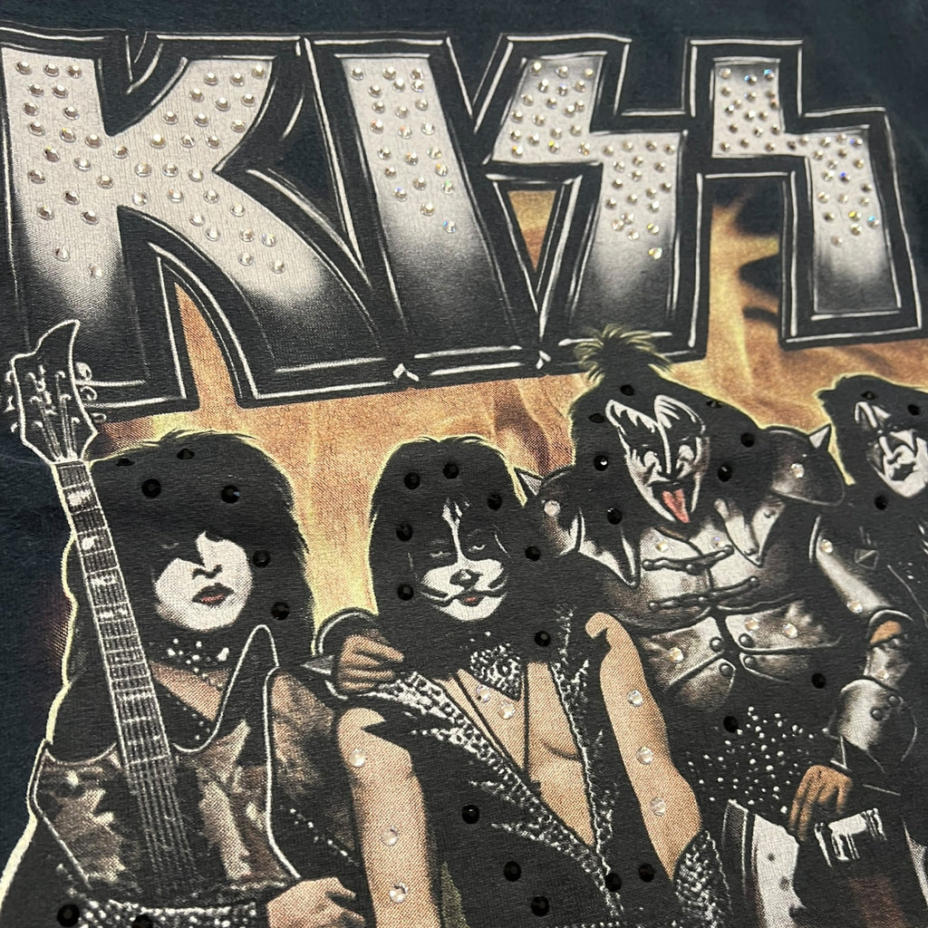 t shirt vintage con strass Kiss tg M