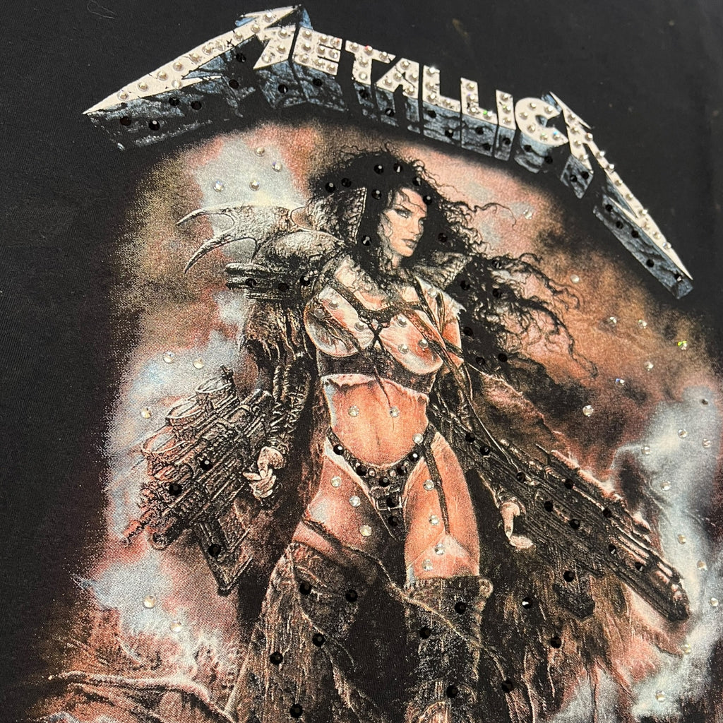 t shirt vintage con strass Metallica tg M