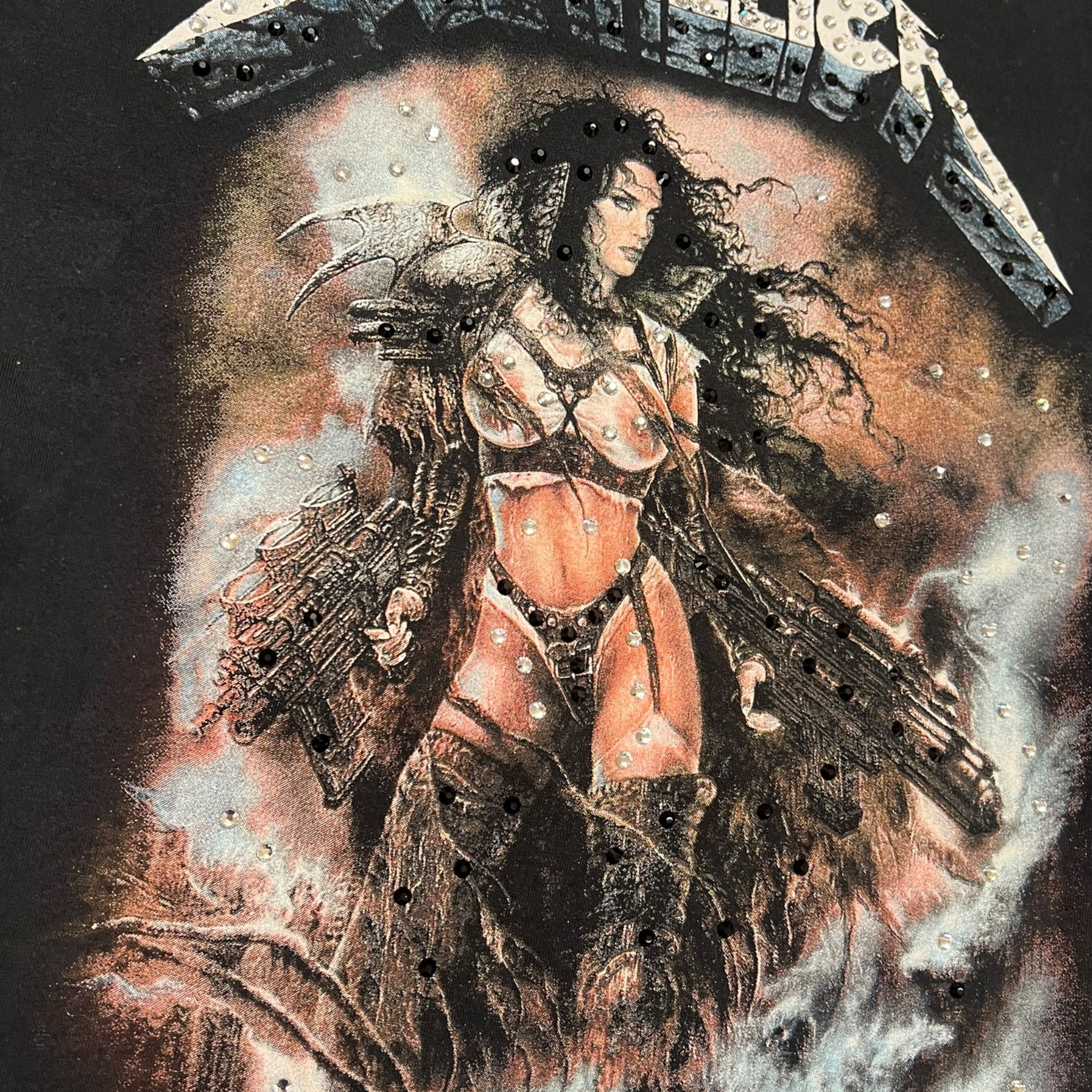 t shirt vintage con strass Metallica tg M