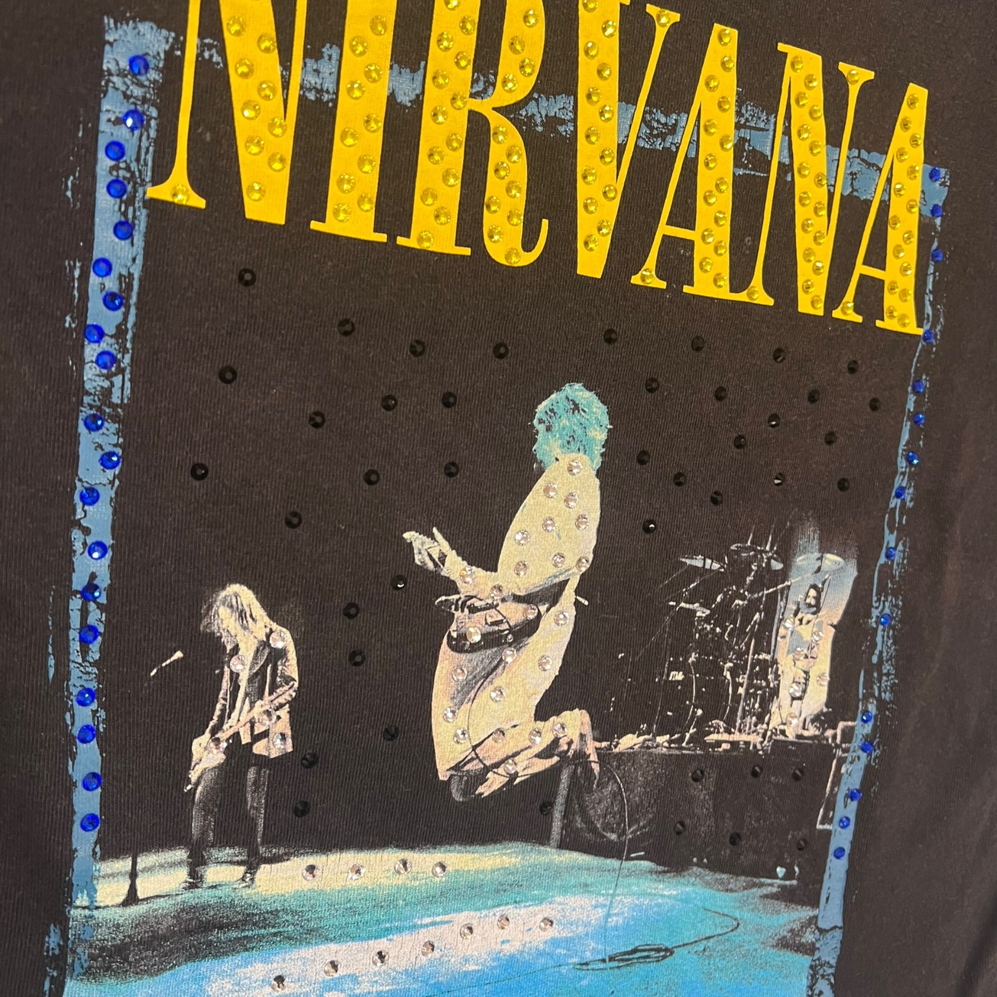 t shirt vintage con strass Nirvana tg M