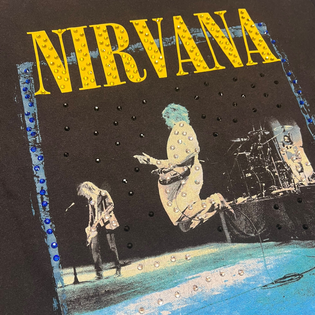 t shirt vintage con strass Nirvana tg M